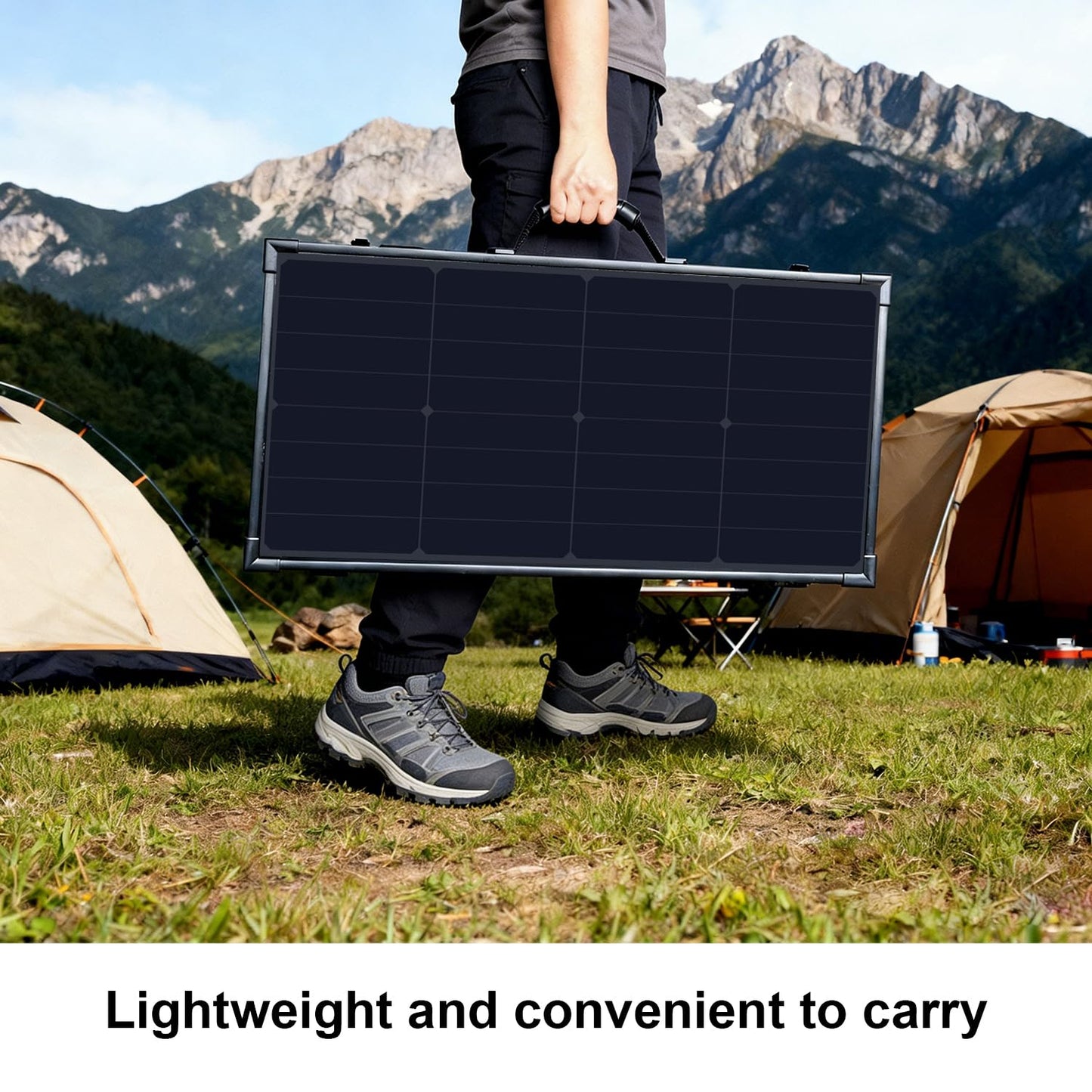 100W Portable Solar Panels Suitcase with 10A Charge Controller, 100W Foldable Solar Panel with Advanced BC Solar Cells-25% High Efficiency, IP68 Waterproof for Camping, RV, Tailgating
