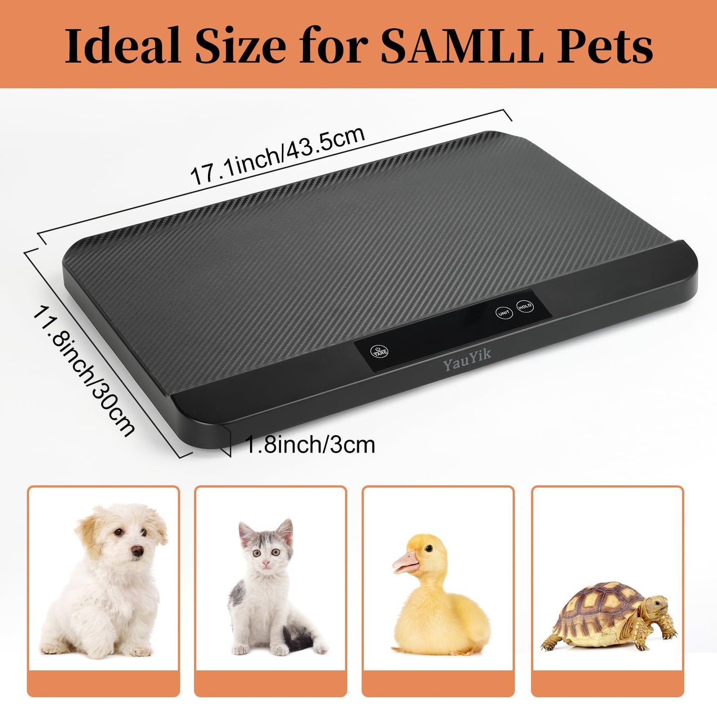 YauYik Digital Pet Scale for Accurate Weighing - Baby Scales for Weighing, Ideal for Small Pets, Puppies, Kittens and Cats with Non-Slip Mat - LED Display with Hold Function, Measures Up to 40kg
