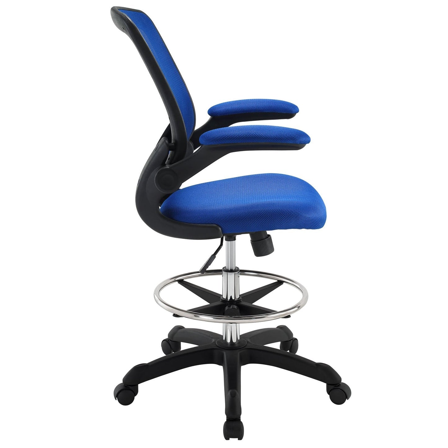 Modway Veer Drafting Chair - Reception Desk Chair - Flip-Up Arm Drafting Chair in Blue