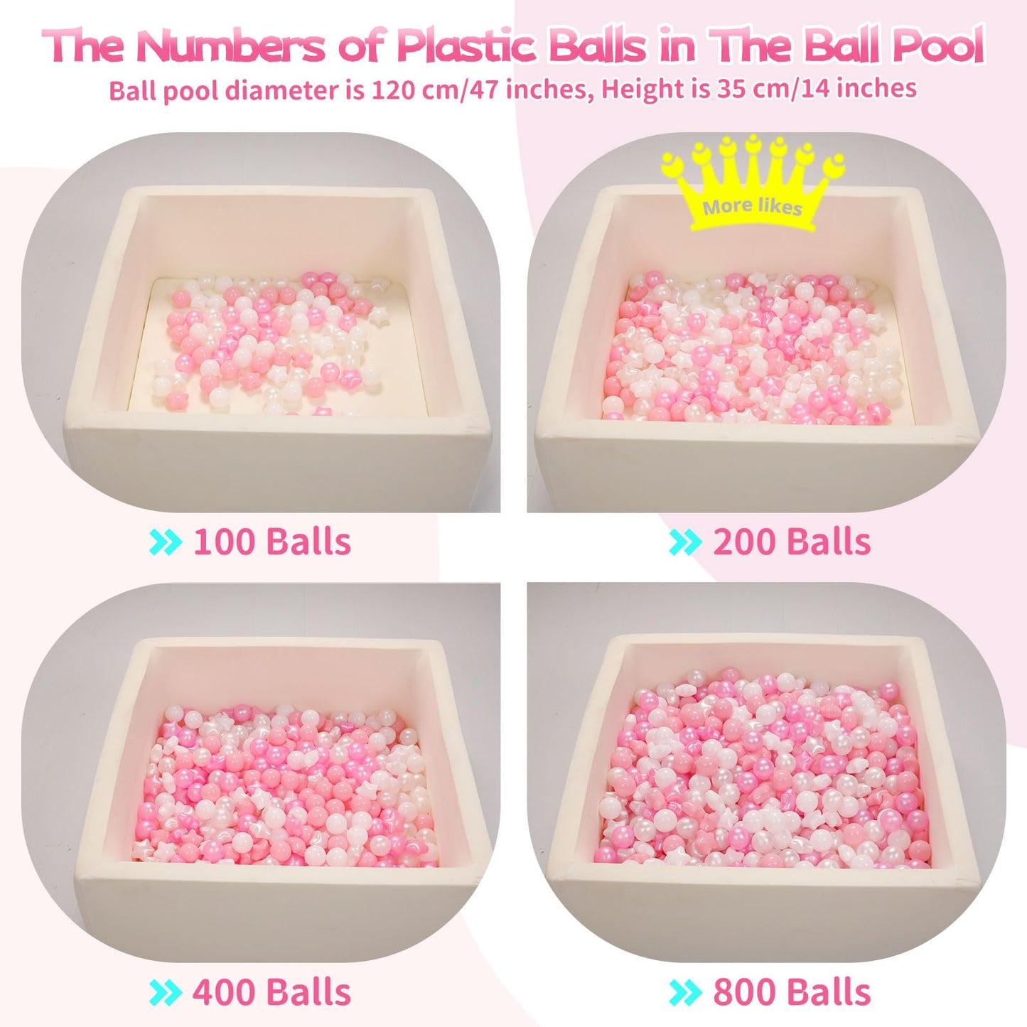 Heopeis Star Ball Pit Balls for Toddlers - 100 200 500 Pack Phthalate & BPA Free Plastic Toy Balls for Kids, Ball Pool Play Tent, Baby Kiddie Pool Water Toys, Party Decoration