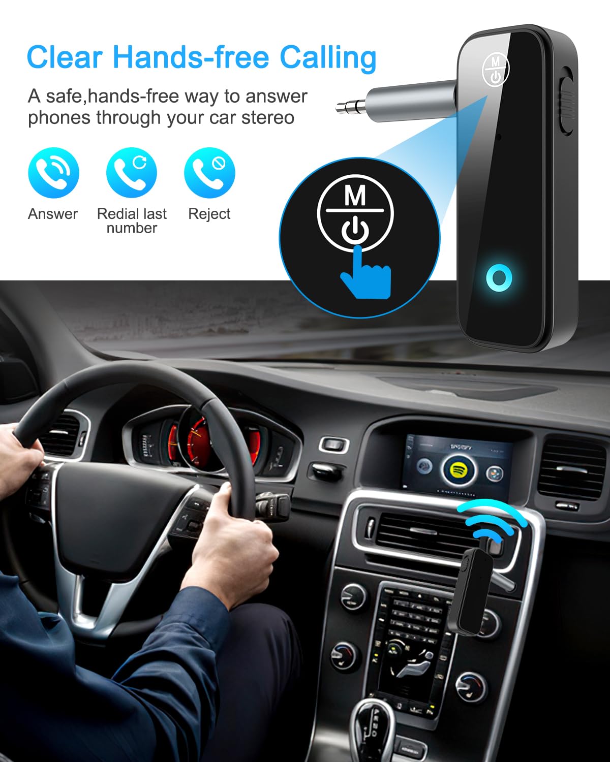 (Upgraded) Ankilo Aux Bluetooth Adapter for Car, 2 in 1 Bluetooth 5.3 Receiver Transmitter for Car with Display Screen, Suitable for Cars, Speakers, Stereo Systems and Headphones