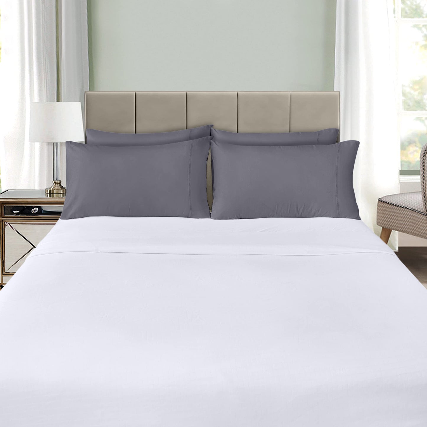 Utopia Bedding Queen Pillow Cases - 4 Pack - Envelope Closure - Soft Brushed Microfiber Fabric - Shrinkage and Fade Resistant Pillow Covers Queen Size 20 X 30 Inches (Queen, Grey)