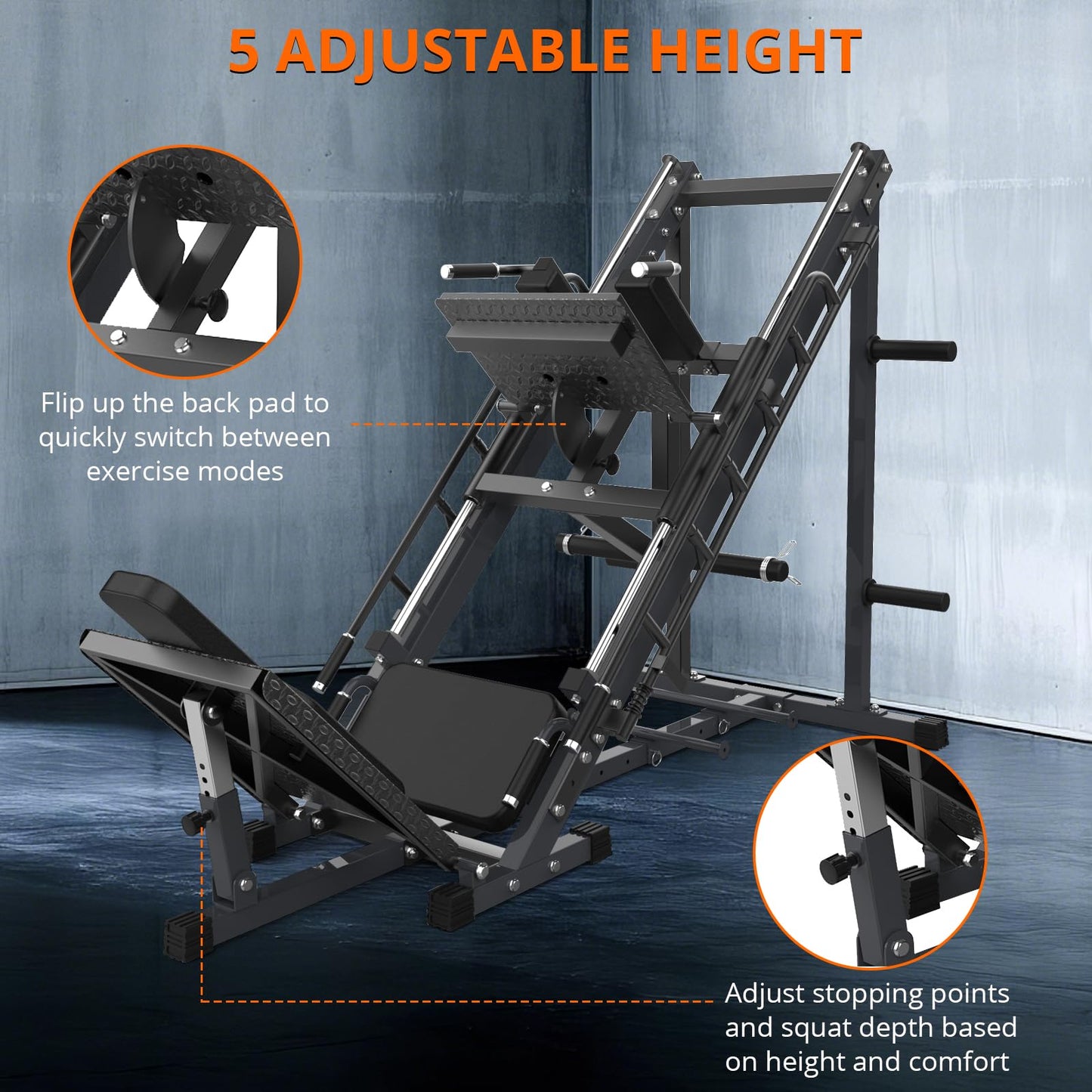 Leg Press Hack Squat Machine, Adjustable Leg Press Machine for Home Gym with Linear Bearing, Specialty Hack Squat Machine for Full Lower Body Workout with Weight Storage Posts