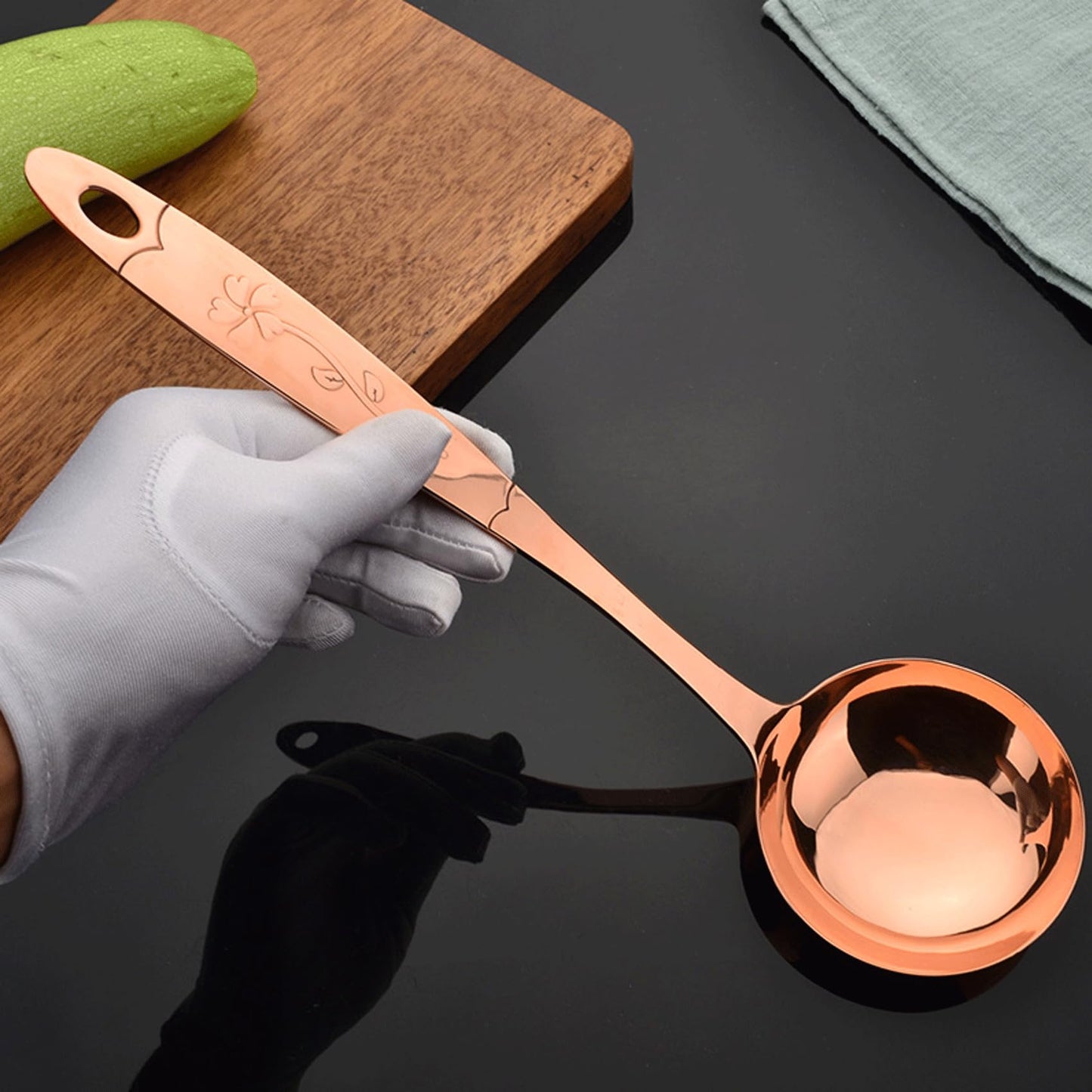 Purecopper 5-Piece Pure Copper Kitchen Cooking Utensils Set, Stylish Copper Kitchen Accessories, Cookware Set for Home or Restaurant Cooking (5)