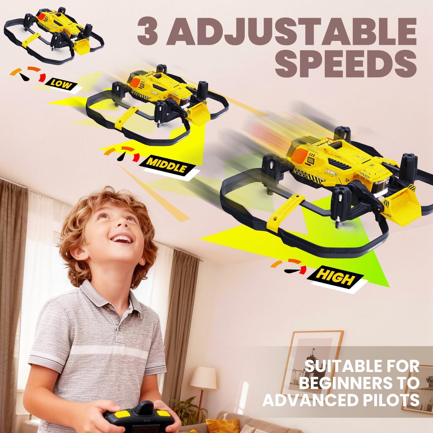 HISINGY SKYBREAKER Toy Drones for Kids,Mini Small Indoor Micro Tiny Drones for Age 8-12 10-15 12-14 with LED Lights, 3 Speeds,Shipping Small Parts, RC Quadcopter Gifts for Boys and Beginners