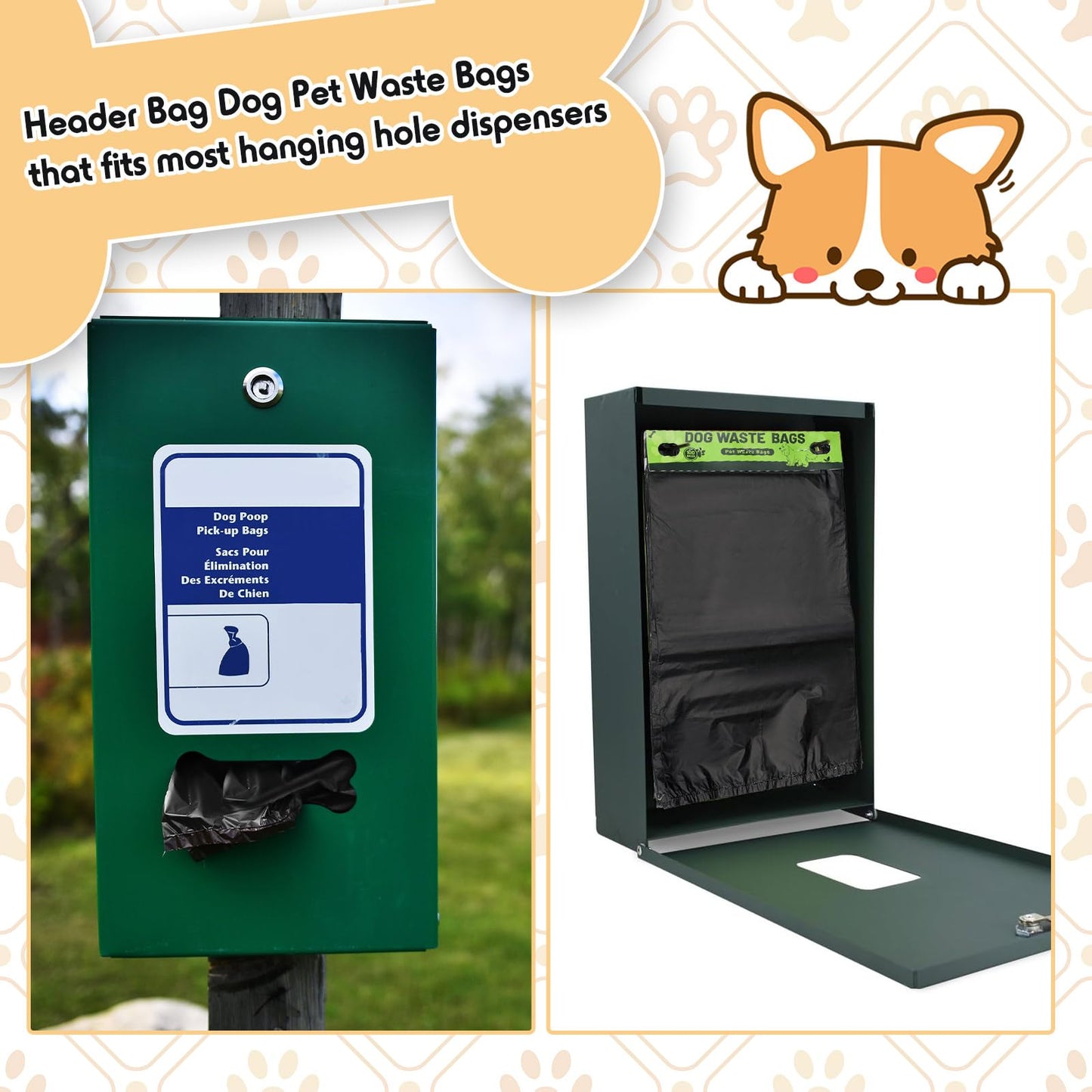 Ireer 7000 Pcs Dog Bags Bulk, Dog Pet Waste Bags Bulk, Leakproof Easy Single Pull Bag for Poop Station Fit Hang Hole Dispenser Pet Waste Bag for Home Outdoor