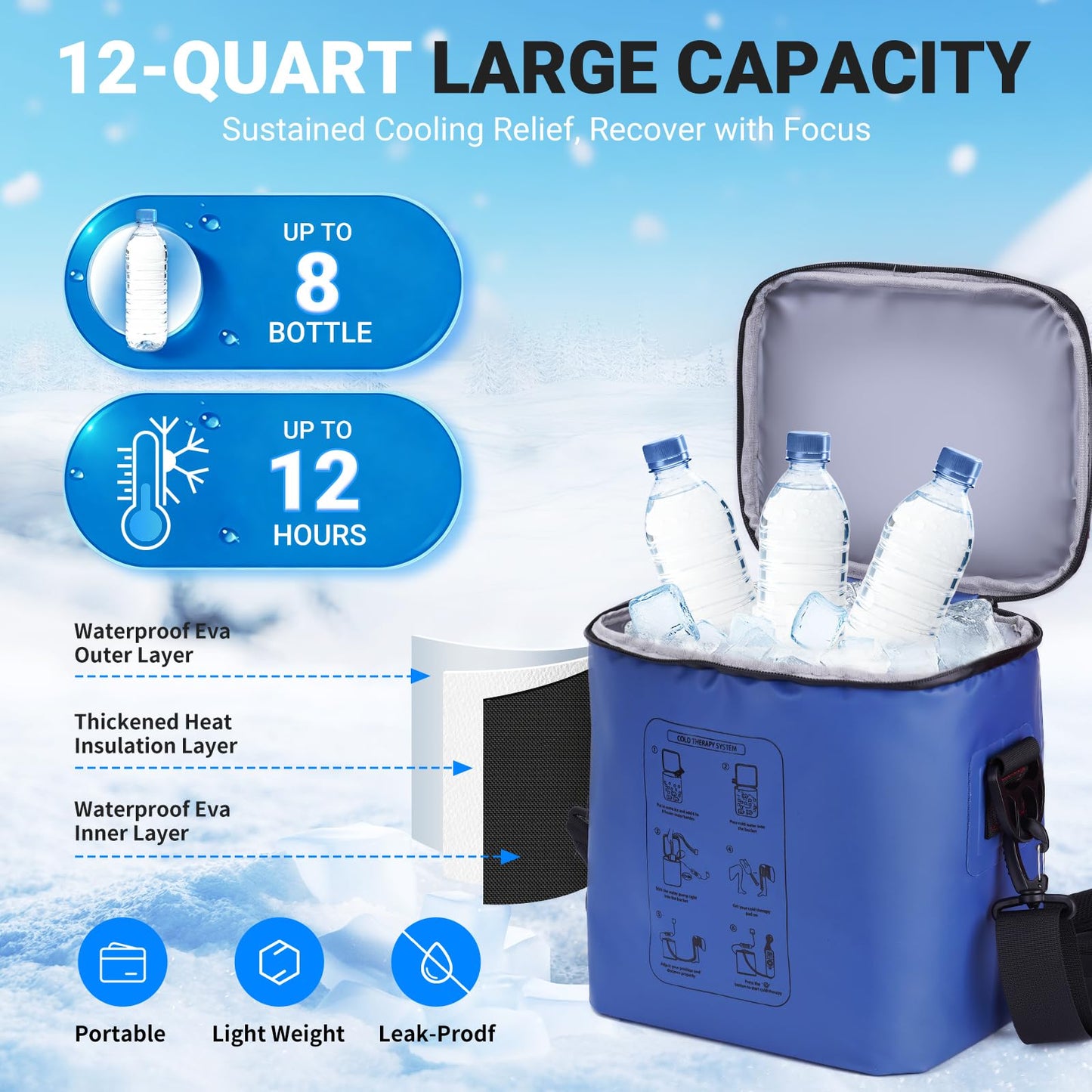 Cold Therapy Machine - Programmable Ice Machine for Knee After Surgery, Portable Ice Therapy Machine with Quiet Pump, Knee Replacement Recovery System, Cryotherapy Pain Relief w/Compression Pad