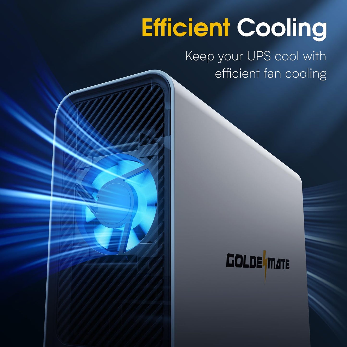 GOLDENMATE 1000VA/800W Lithium UPS Battery Backup and Surge Protector, Backup Battery Power Supply with LiFePO4 Batteries(230.4 Wh), Sinewave UPS System, 10 Years Lifespan, 8 Outlets, LCD Display