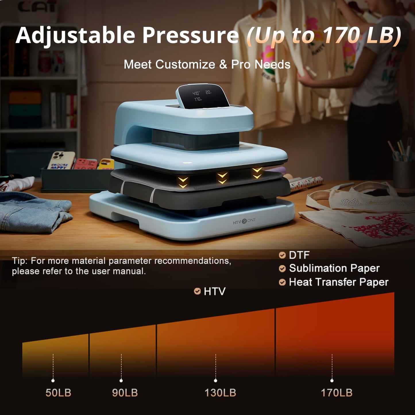 HTVRONT Automatic Heat Press Machine for T Shirts - Heat Press 15x15 with Adjustable Pressure & 52 Pcs Heat Press Accessories for Press Heat Machine