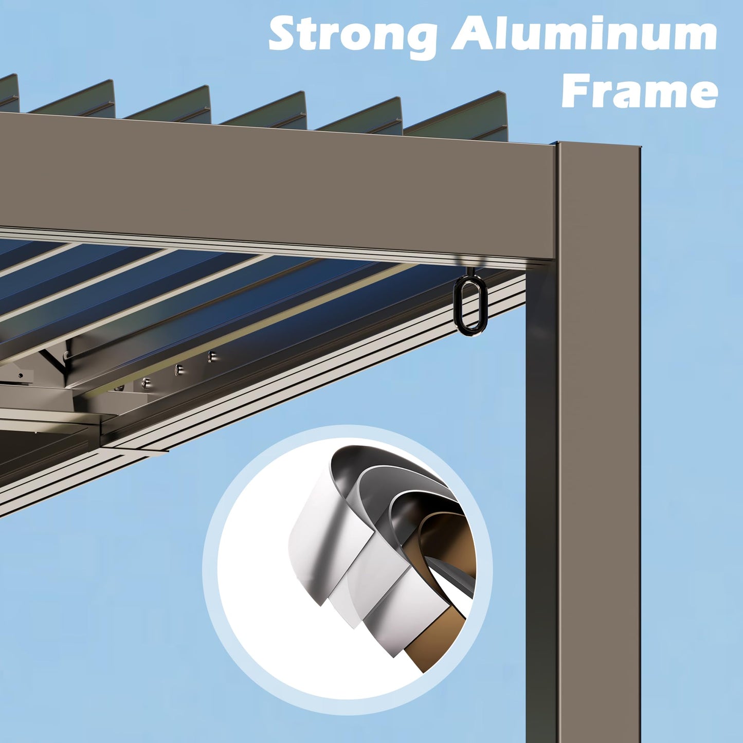 TXGDPIONEER Outdoor Louvered Pergola 10'×13',Aluminum Frame with Adjustable Louvered Roof and Screen,Metal Hard Top Pergola with Waterproof Curtains and Nets for Patio,Backyard,Deck,Grey