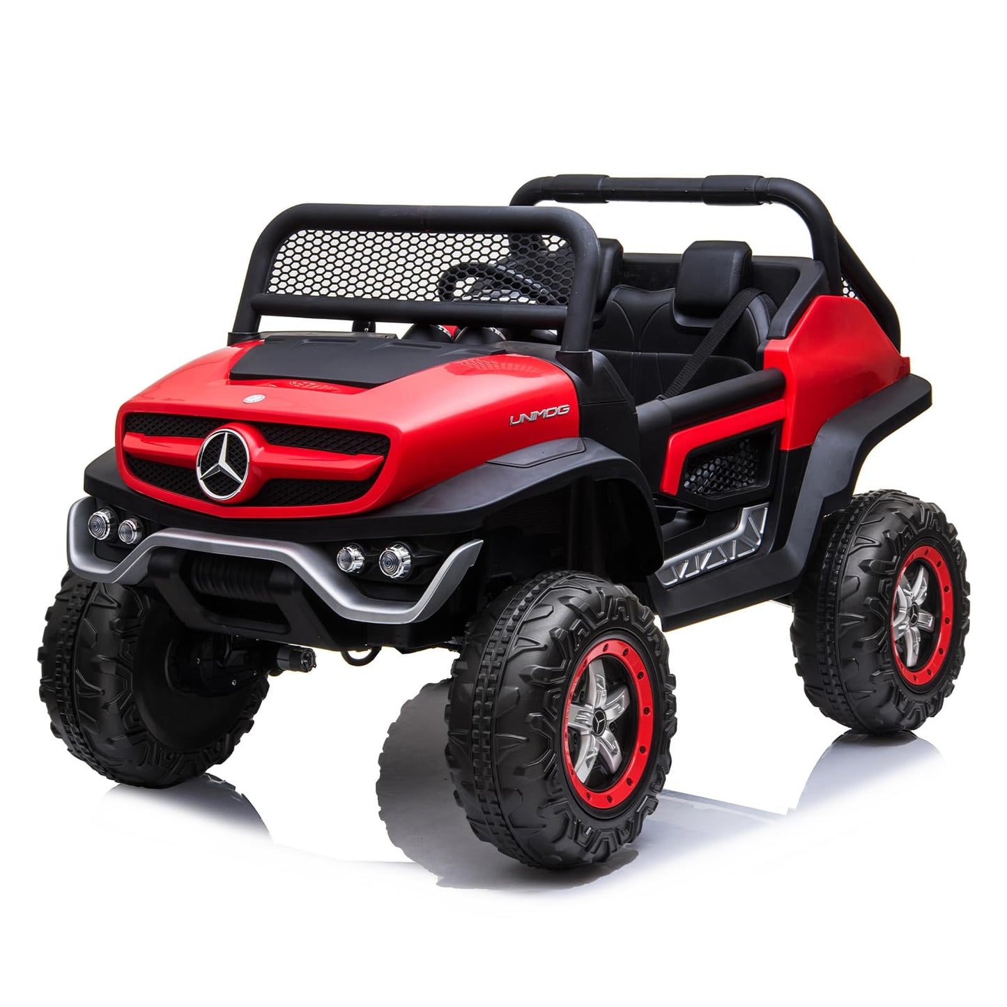LUIBAS 24V 4WD 2-Seater Kids Ride on Toy Car W/Parents Remote Control, Licensed Benz Unimog 4x4 Electric Vehicle Side by Side Kids UTV with Music Play, Bluetooth, Outdoor for Boys and Girls, Pink