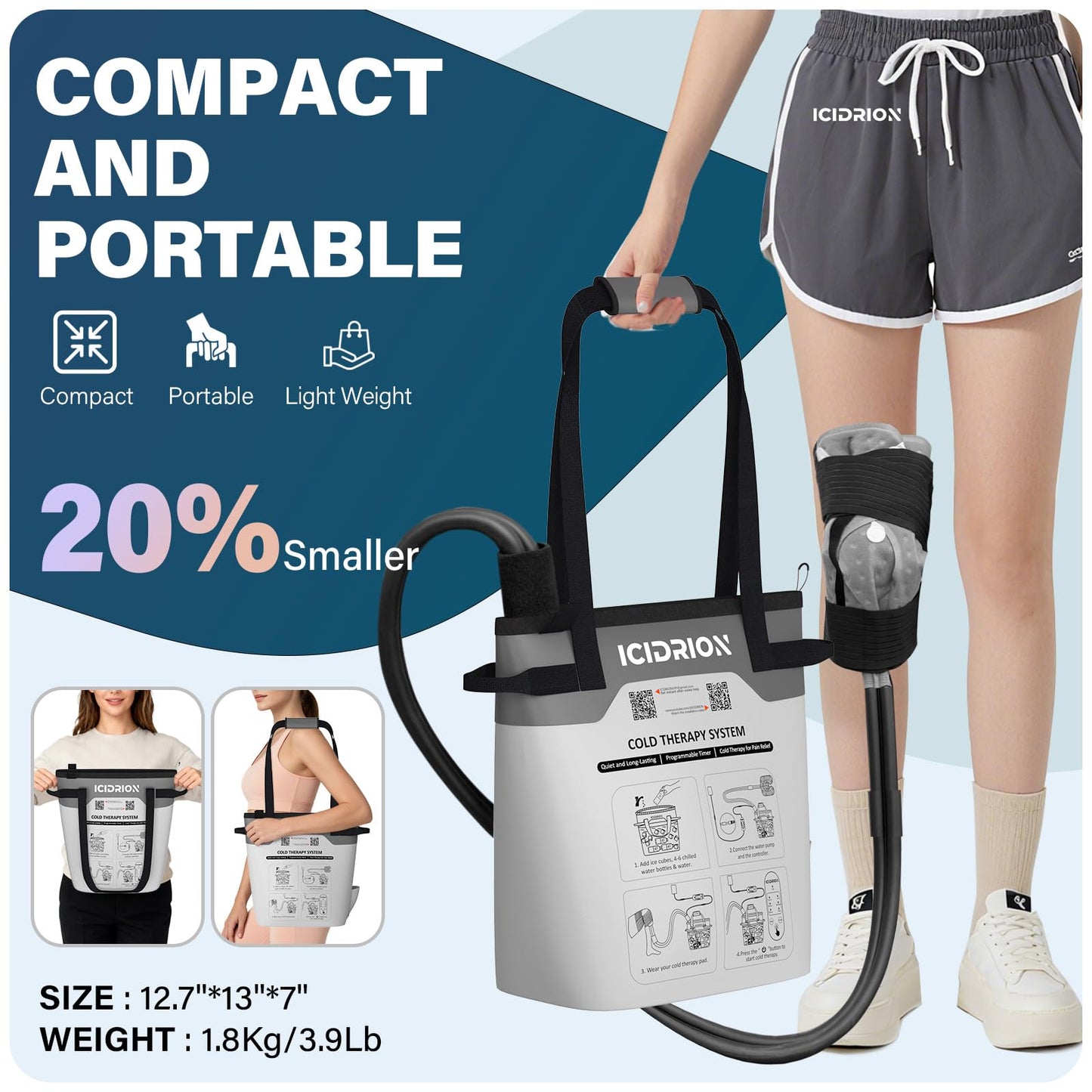 Cold Therapy Machine, Programmable Ice Machine for Hip After Surgery, Portable Hip Replacement Recovery System, Cryotherapy Pain Relief w/Compression Pad