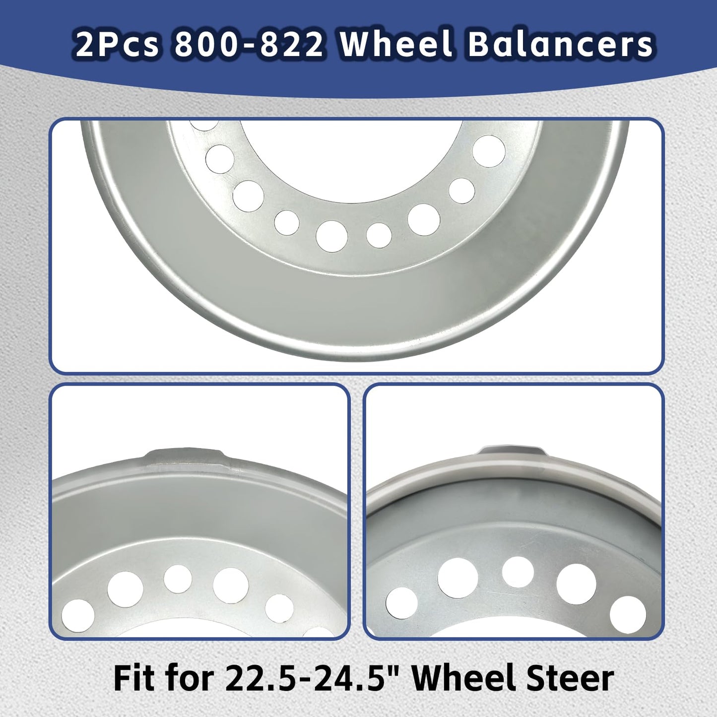CHAOHAI 2Pcs 800-822 Wheel Balancers Fit for 22.5-24.5" Wheel, Replacement for Centramatic 800-822 Balancers, Auto Steer Wheel Automatic Balancers for Heavy Duty Trucks Replace # 800822