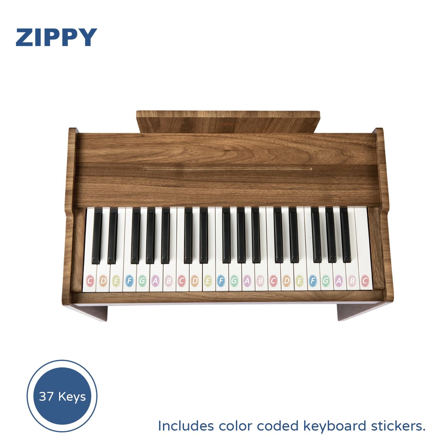 ZIPPY Kids Piano Keyboard, 37 Keys Digital Piano for Kids, Music Educational Instrument Toy, Wood Piano for 3+ Girls and Boys (Walnut Basic)