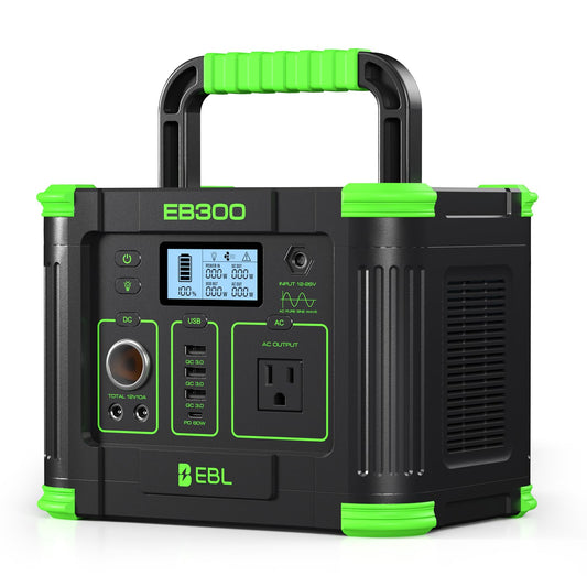 EBL Portable Power Station 288.6Wh 330W Solar Generator Pure Sine Wave AC Output (600W Peak) with 5W Wireless Charger, SOS LED Light & Multi-Port Design for Camping Home Emergency RV CPAP