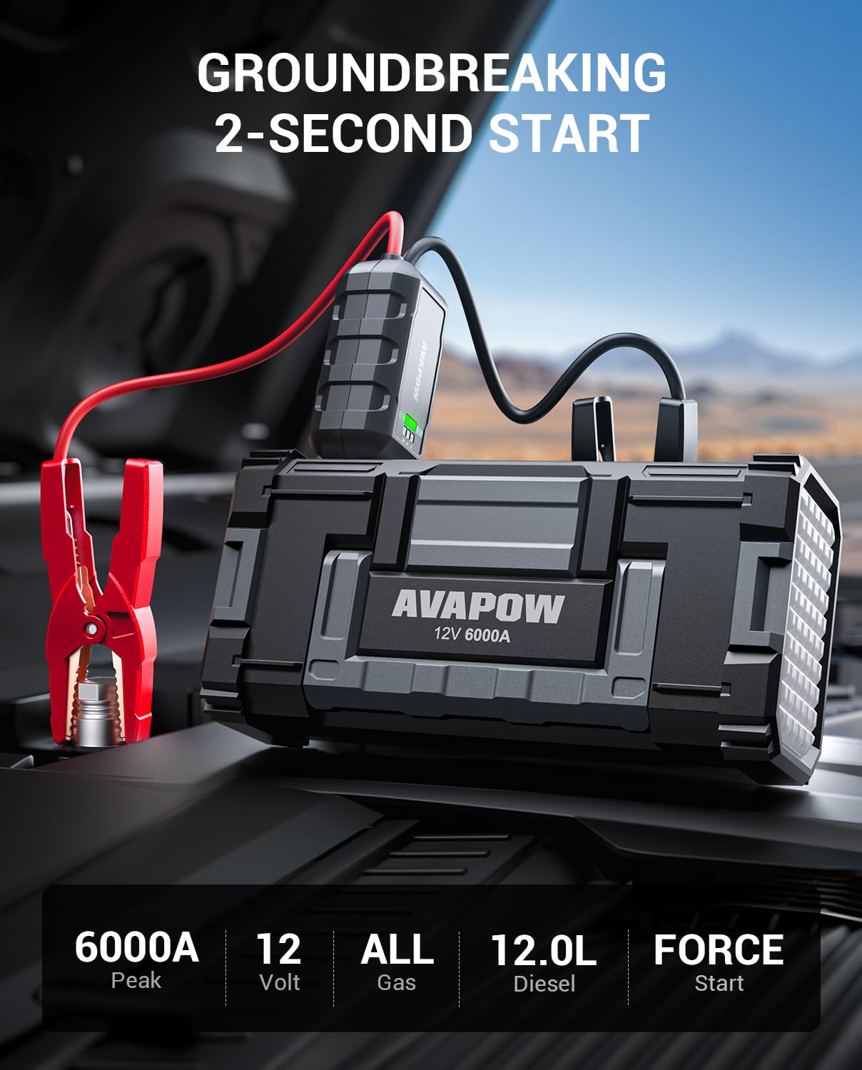 Avapow A68 Jump Starter 6000a with Avapow 2025 New Model TJ18
