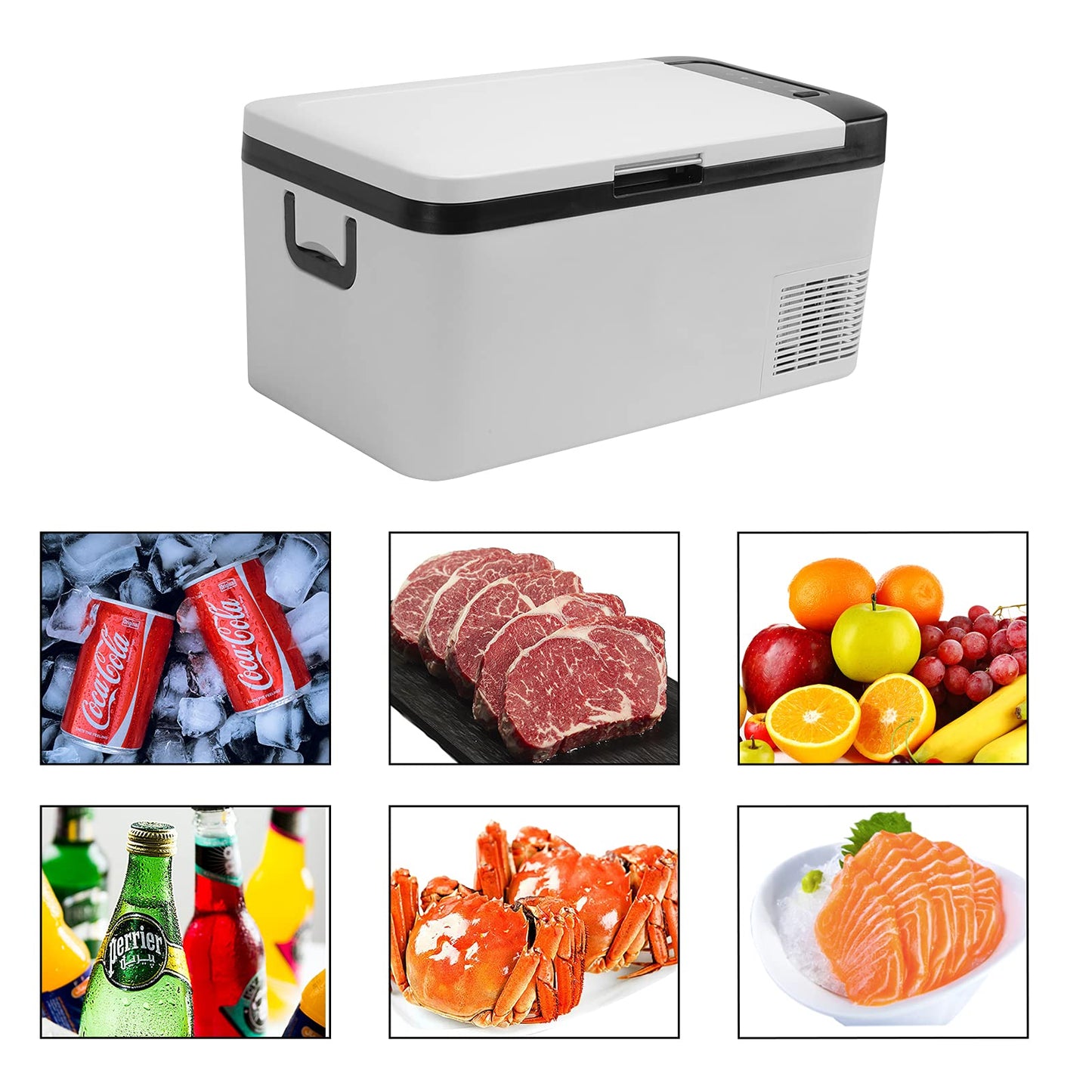 I1MOTOR Portable Car Refrigerator Freezer 12/24V DC and 110-240V AC (-4°F~68°F) 18L /19 Quart Mini Fridge Cooler for RV Van Vehicle Boat Traveling Outdoor Picnic BBQ Camping Fishing