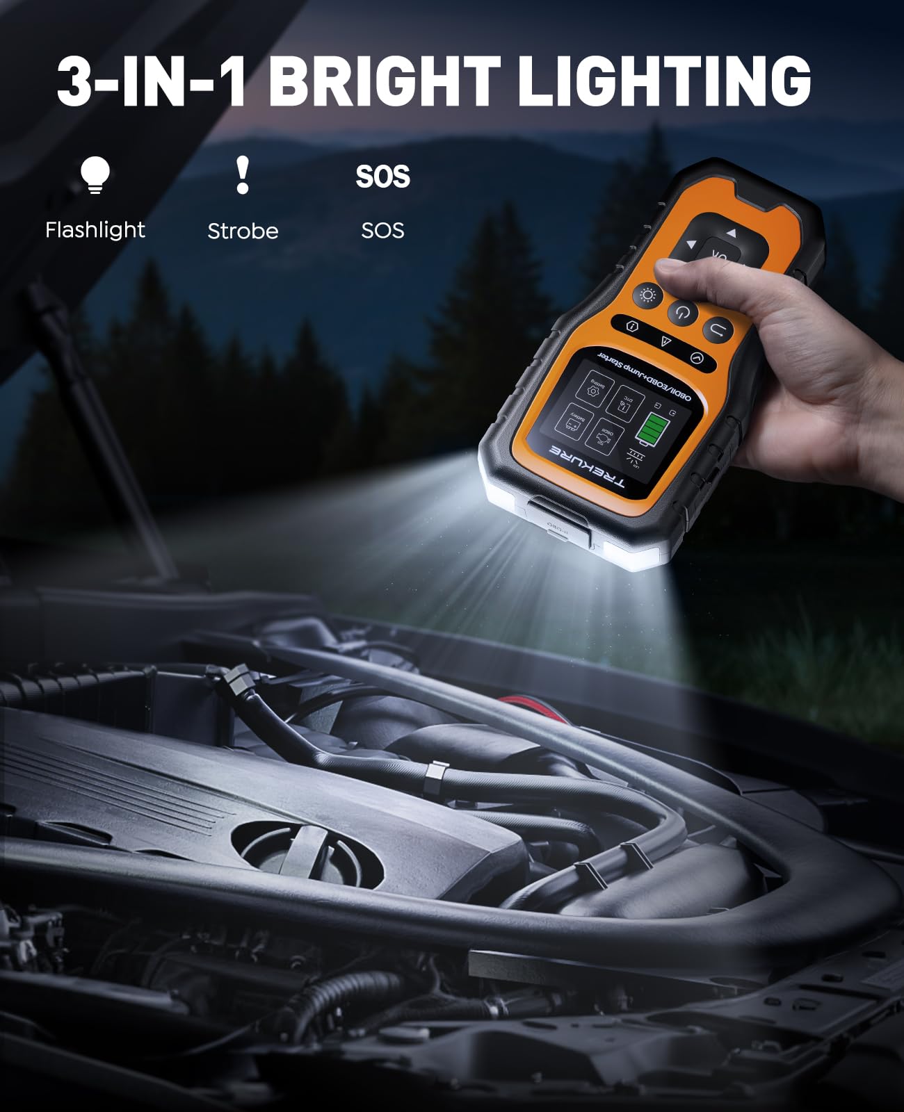 Car Battery Jump Starter with OBD2 Scanner 5000A, Car Battery Jumper Starter Portable (All Gas/10L Diesel), 12V Jump Box Jumper Cables, Code Reader for Check Engine Light, Diagnostic Tool