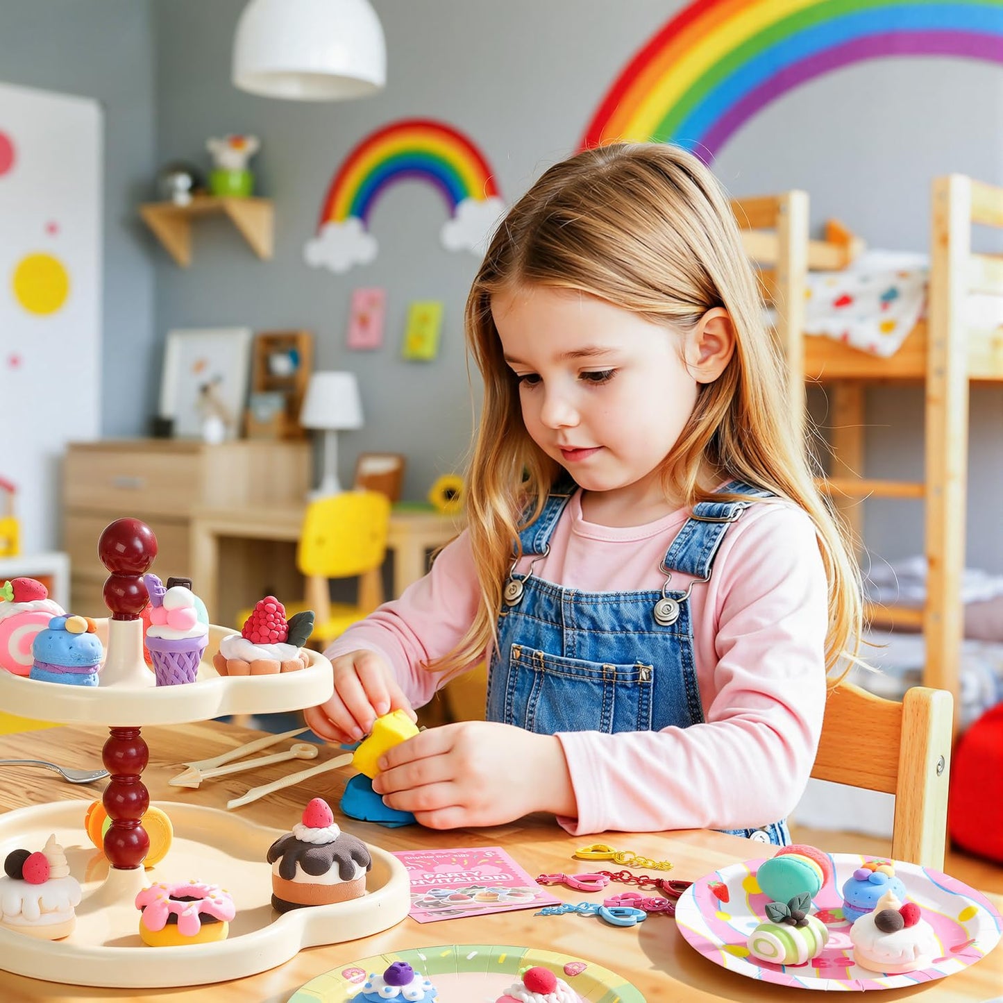 Shuttle Art Air Dry Clay for Kids - Cake Time, 52 PCS Modeling Clay Kit with Sculpting Tools and Tutorials, Safe & Non-Sticky, Craft Gifts for Boys & Girls