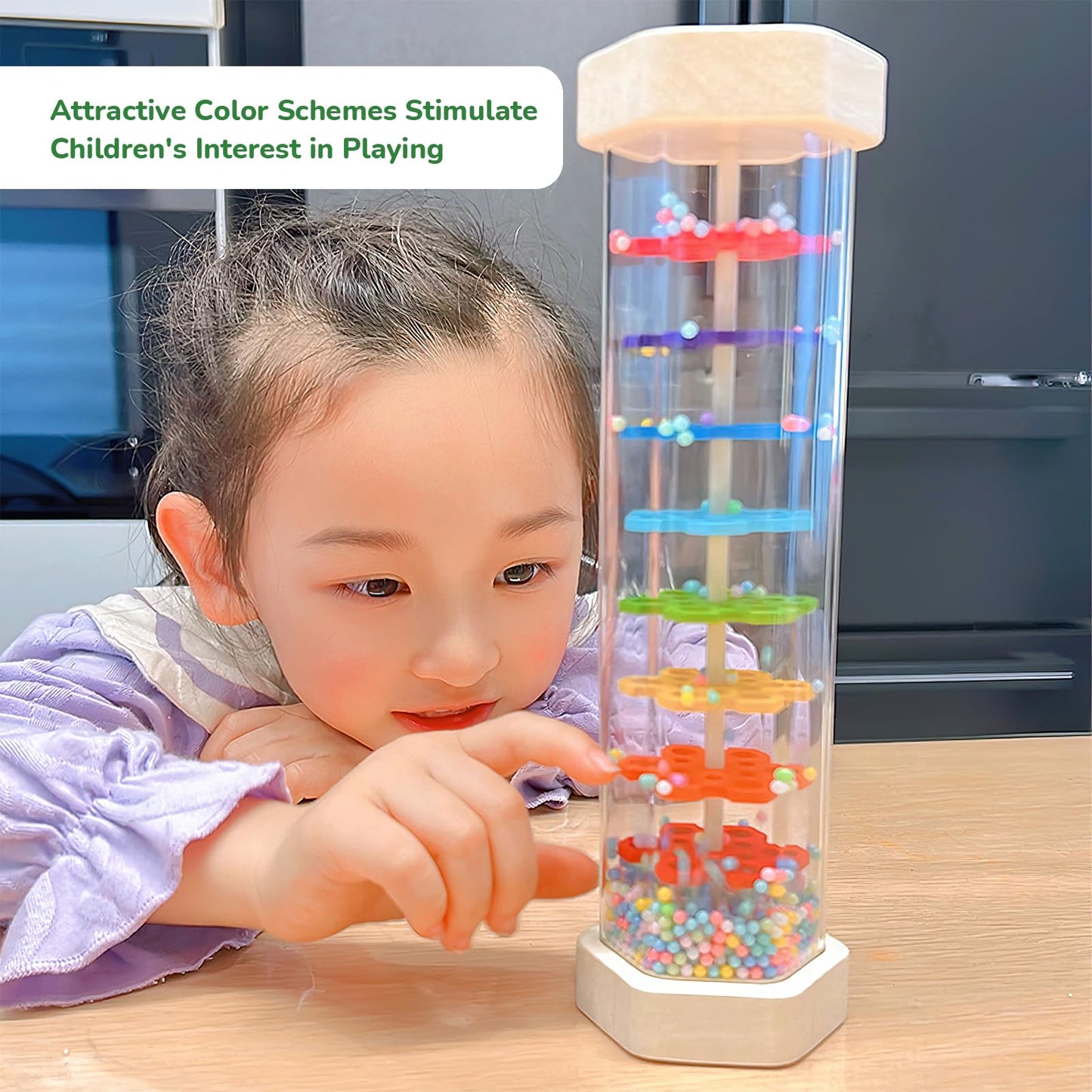 WODI Wooden Rain Stick Baby Toys 0-6-12 Months, Montessori Toys for Babies 6-12 Months, Developmental Toys Baby Rattles Infant Musical Instrument Baby Musical Toys for 1 Year Old Toddler Kids Gifts