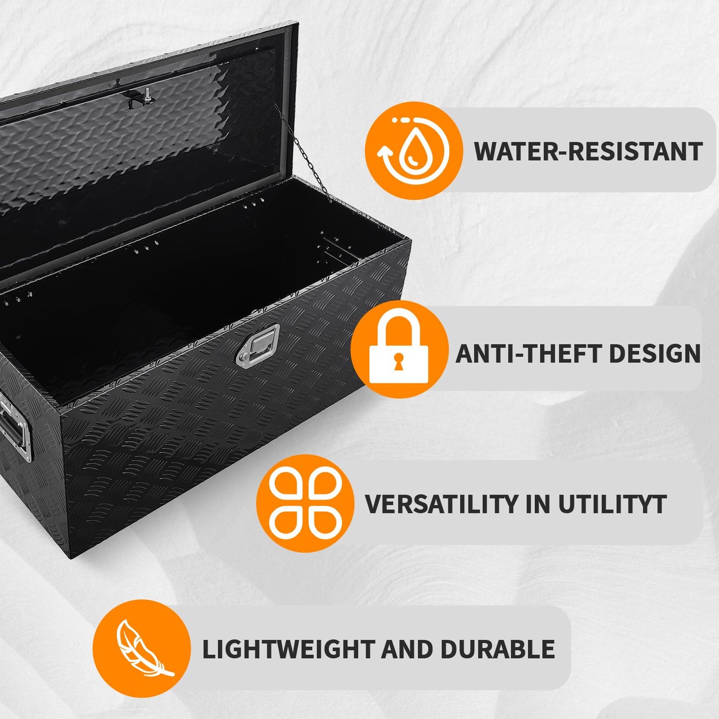 36 inch Truck Tool Box,Aluminum Truck Bed Tool Box w/Handled Lock and keys,Universal Fit for Pickup‌ Truck,Trailer,Vehicle,UTV,ATV-Black,36 X 15 X 14 inch