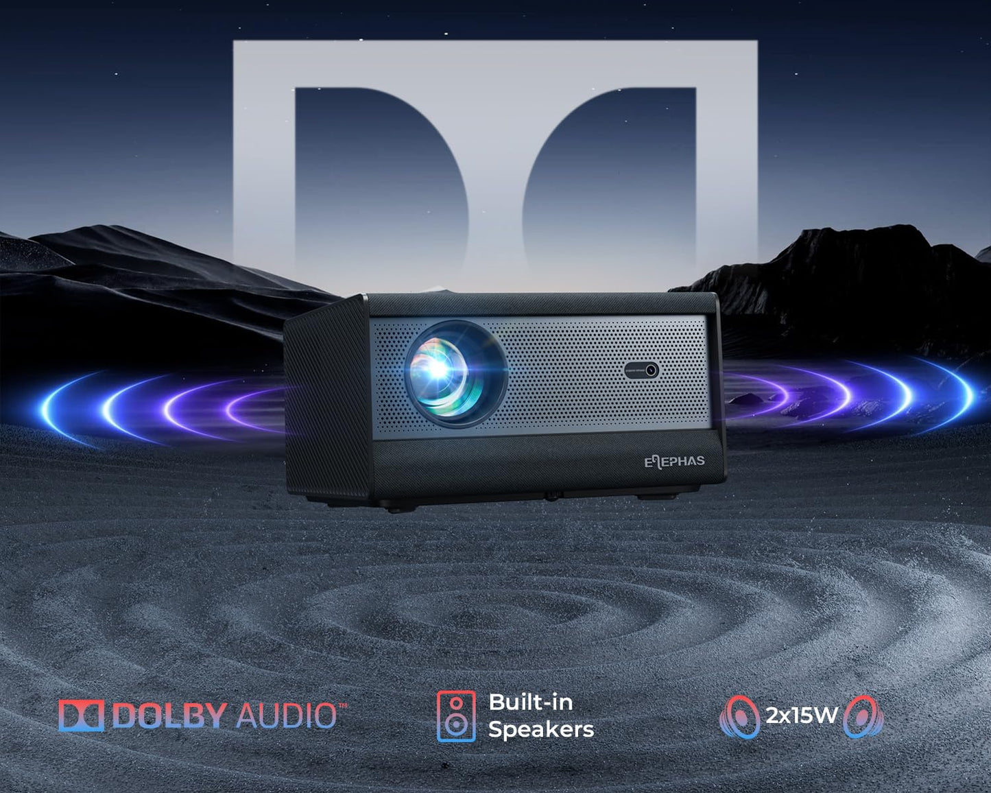 ELEPHAS Smart 4K Projector with WiFi and Bluetooth - Compatible with Netflix, Prime Video, YouTube, Dust-Proof Sealed, Dolby Audio, Auto Focus & Keystone PRO UHD HDR 10+ Video Projector