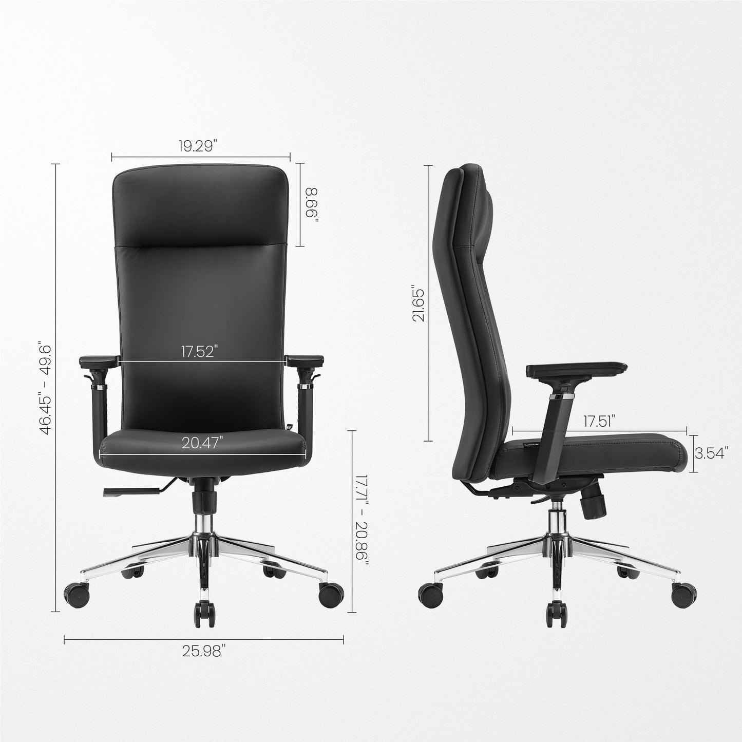 EUREKA ERGONOMIC Eris High Back Leather Desk Chair, Executive Computer Chair with Adjustable 4D Armrests and Large Headrest, Ergonomic Lumbar Support for Home Office, Black