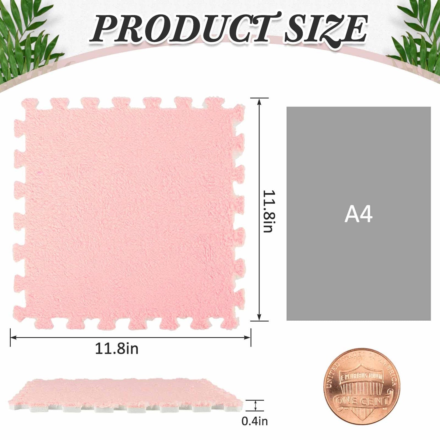Flutesan 15 Pcs Winter Plush Puzzle Foam Floor Mat Interlocking Carpet Tiles Anti Slip Soft Warm Squares EVA Foam Crawling Rug for Play Floor Playroom Bedroom Nursery(Pink, Purple)
