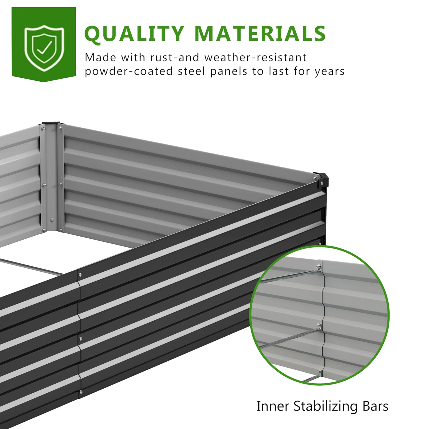 Easllre 2PCS 12x3x1ft Galvanized Raised Garden Bed,Outdoor Planter Box Metal Patio Kit Planting Bed for Vegetables Flowers Herb,Black