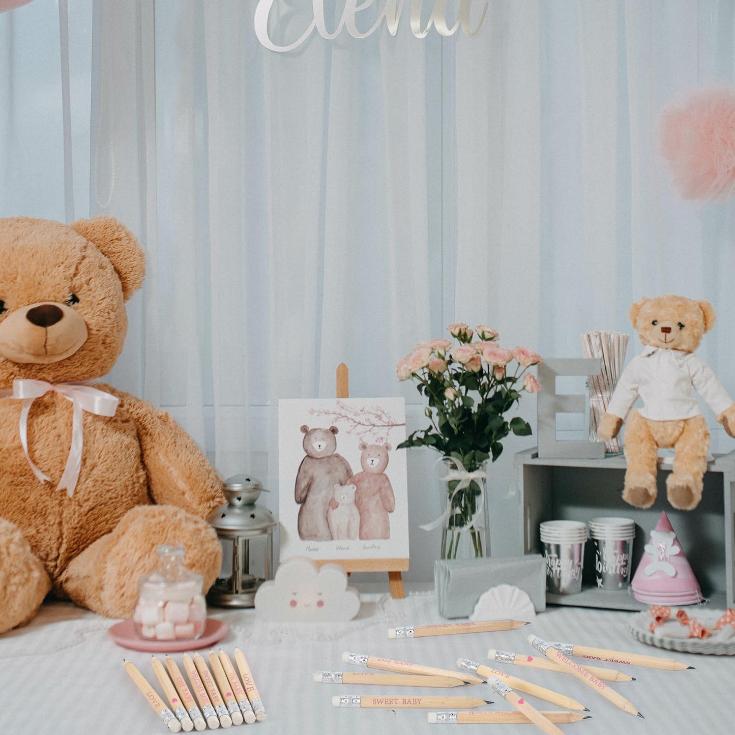 EYNDYN 100 Sets Pink Baby Shower Pencils Gifts Bulk for Guest Golf Half Pencils Baby Shower Game Sharpened Mini Pencil with Eraser It's A Girl Gender Reveal Party Favors