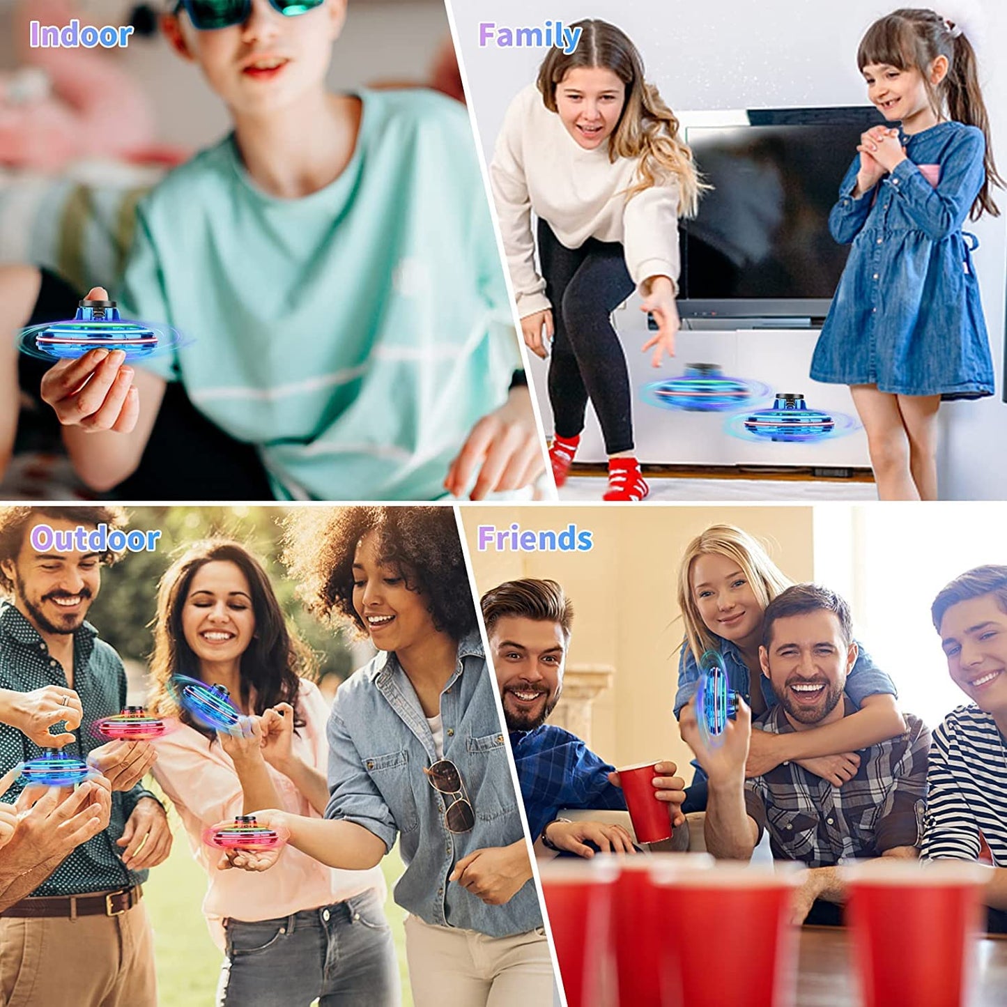 Flying Spinner Mini UFO Drone, Ifly Spinner Fly UFO Flying Fidget Spinner, iFly Hand Controlled Boomerang Drone Cool Toys Gifts for 8 9 10+ Year Old Boys Girls Teens Indoor Outdoor Toys (Black)