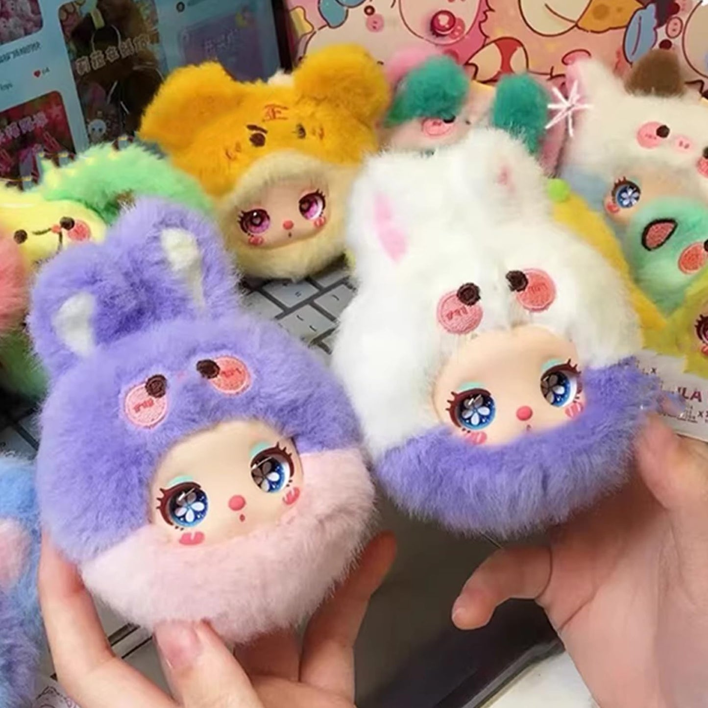 Meokro Mini Liila Garden Tea Party Series Vinyl Box Plush Doll, Figure Mystery Collectible Toys Bag Charm Pendant Birthday Gift, Random 1Pc