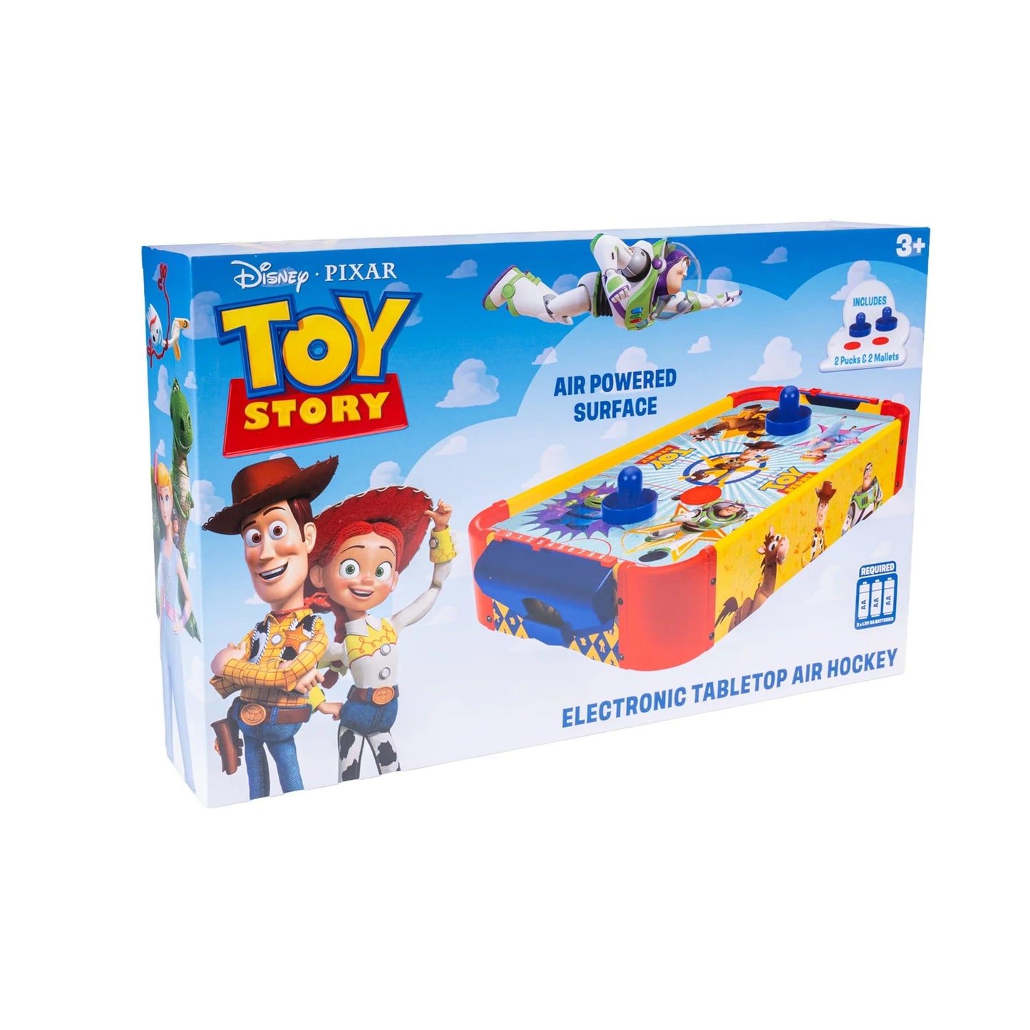 World Tech Toys Toy Story Air Hockey Table for Kids - Buzz & Woody Tabletop Game with Puck, Pushers & Air Flow System - Disney Pixar Licensed - Kids 4+