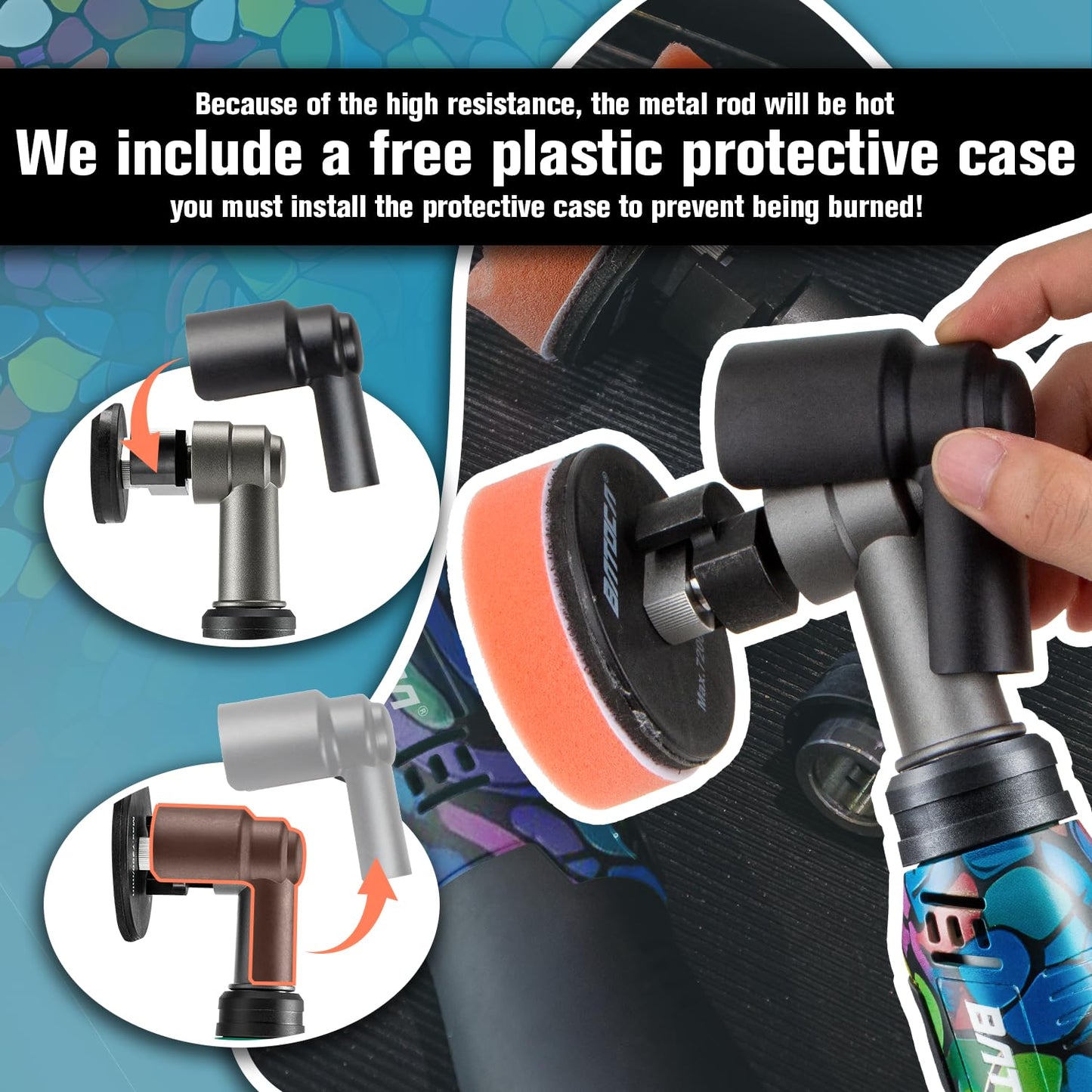 BATOCA S6 Mini Cordless Polisher for Car Detailing 2x2.0Ah Batteries, 0mm Rotary Buffer, 12mm Dual Action Polisher 1-3 Inch, 2 Different Speeds Heads Systems, 4.2k-21k or 1-5k RPM Graffiti Style