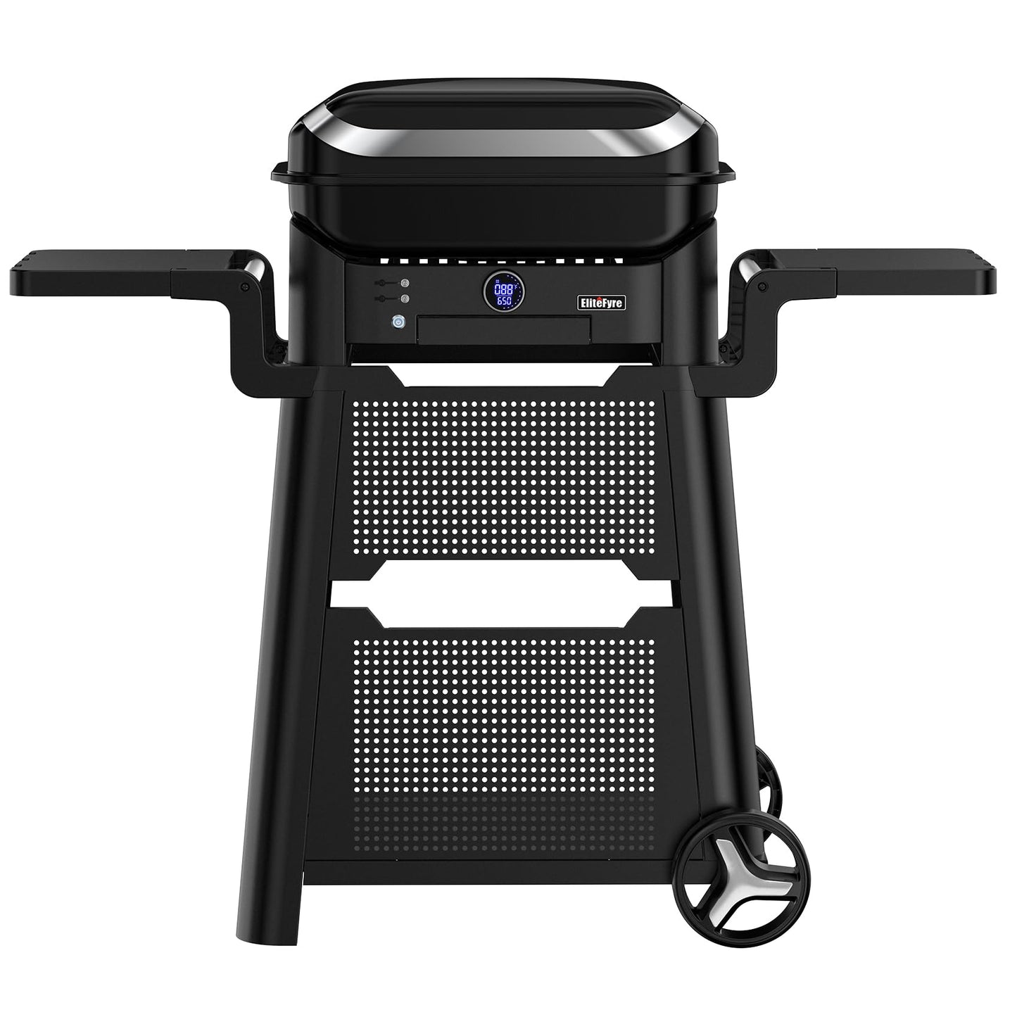 EliteFyre Volteq Smart Electric Grill with Cart - 1500W, 650°F, No Smoke Indoor/Outdoor BBQ, Digital Control & Meat Probe, Perfect for Apartment Balcony, Patio, Deck