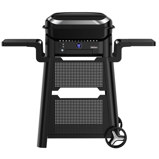 EliteFyre Volteq Smart Electric Grill with Cart - 1500W, 650°F, No Smoke Indoor/Outdoor BBQ, Digital Control & Meat Probe, Perfect for Apartment Balcony, Patio, Deck