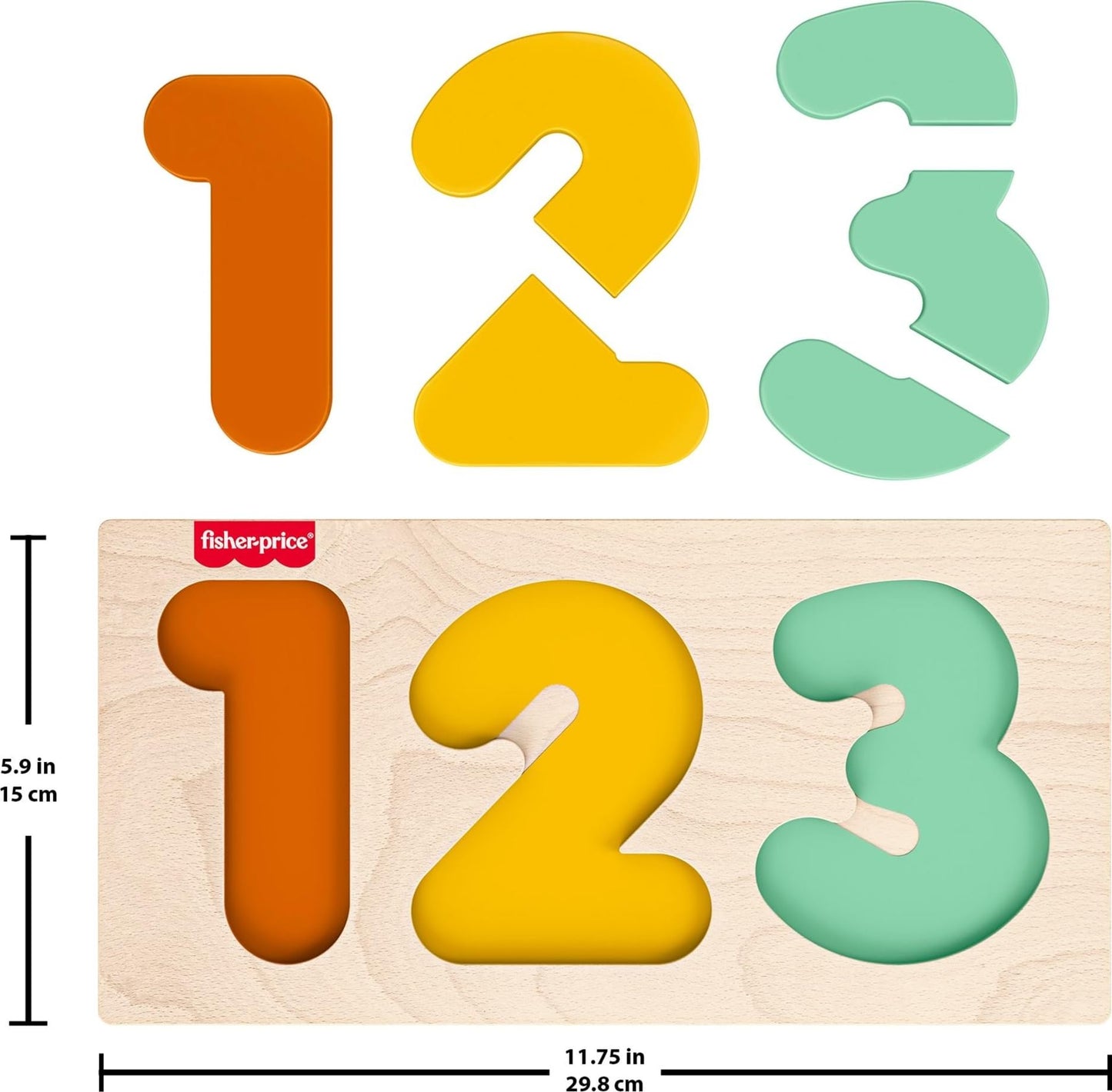 Fisher-Price Wood Montessori Toy 1-2-3 Puzzle, American Montessori Society Seal of Excellence, 6-Piece Wooden Learning Activity & Expert Play Tips for Toddlers & Kids Ages 2+ Years (Amazon Exclusive)