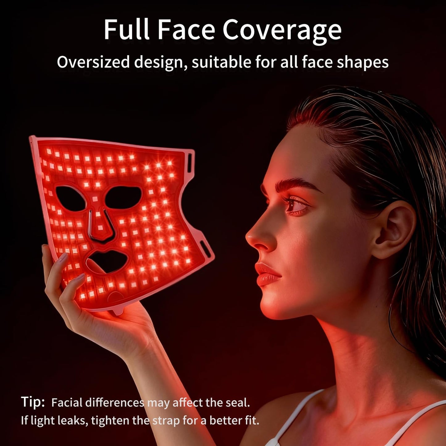TOFEKIA FDA-Cleared Red Light Therapy Mask for Face – 3 Modes for Acne and Wrinkles, 5 Intensity Levels，850nm Infrared Led Light Therapy Device, Pink