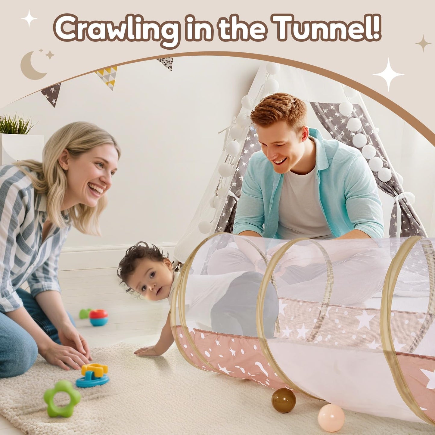 Kids Play Tunnel Tent for Toddlers, 70" x 18" Baby Tunnel Crawl Indoor, Play Tunnel for Kids to Crawl Through for Baby or Pet, Indoor & Outdoor Toys for Backyard Playset