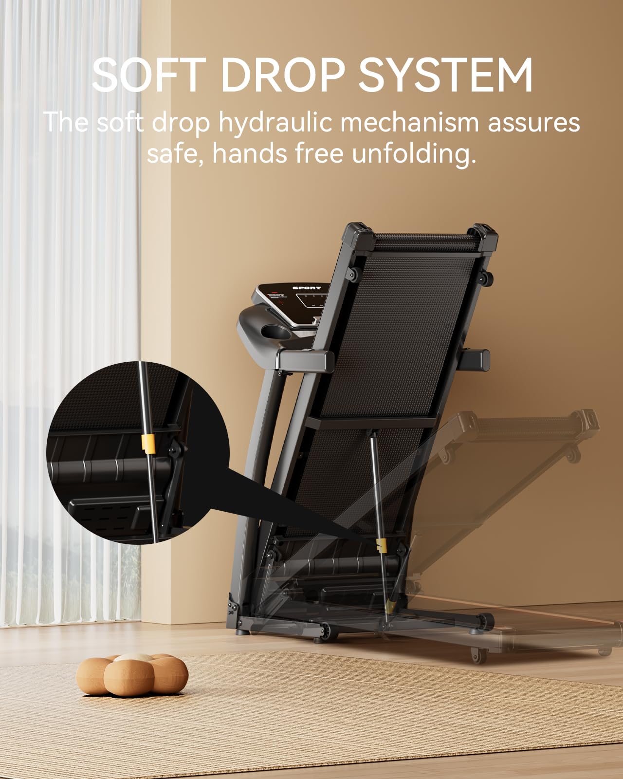 Treadmill for Home, 3.0HP Folding Treadmill with Incline, 300 lbs Capacity, Bluetooth & Heart Rate Sensor, Space-Saving Design
