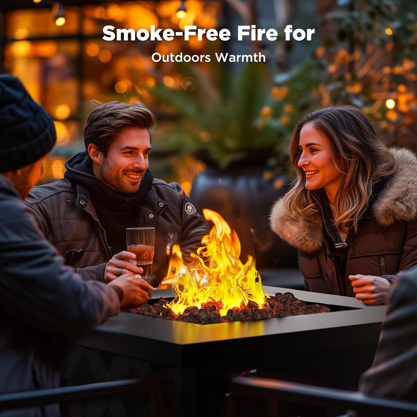 Ciays 28Inch Propane Fire Pit Table, 50,000 BTU Outdoor Gas Fire Pit Table CSA-Certified for Outside Patio with Removable Lid and Lava Rocks, Add Warmth and Ambience to Parties, Backyard, Garden