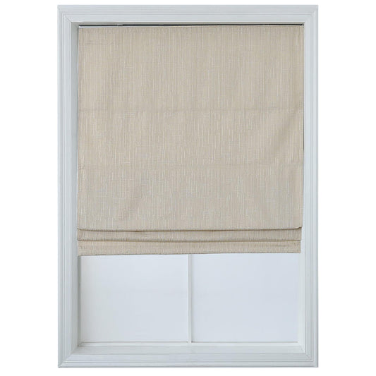 Everyday Celebration Roman Shades for Windows, Room Darkening, Cordless Pull Down, Woven Fabric Blinds & Shades, Vanilla, 23" W x 64" H
