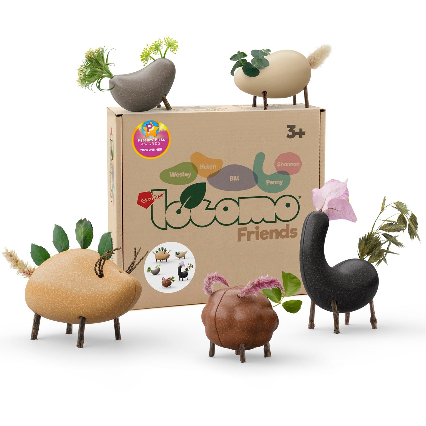 Taksa Toys Locomo Friends II Waldorf Educational Outdoor Play Figures, Montessori Wooden Animal Toys for Kids 3 4 5 6 7+, Open-Ended Learning & Creativity, Nature Eco Toys, Gifts (Set of 5)