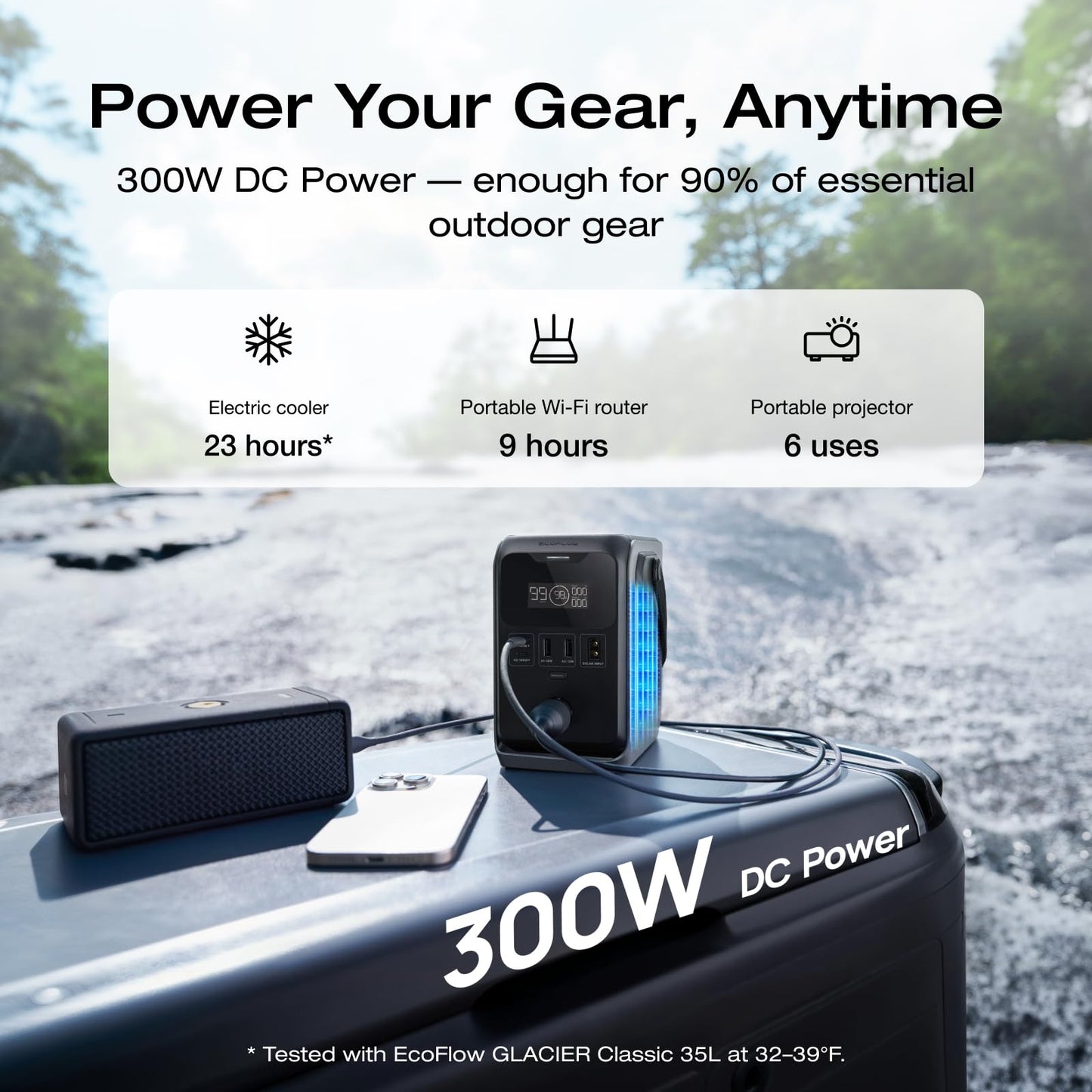 EF ECOFLOW TRAIL 300 DC Power Bank Station, 288Wh Outdoor Portable Power Station, LiFePO4 Battery, 300W DC Output, Compact Solar Generator for Camping, Travel, and Emergency (No Wall Charger Included)