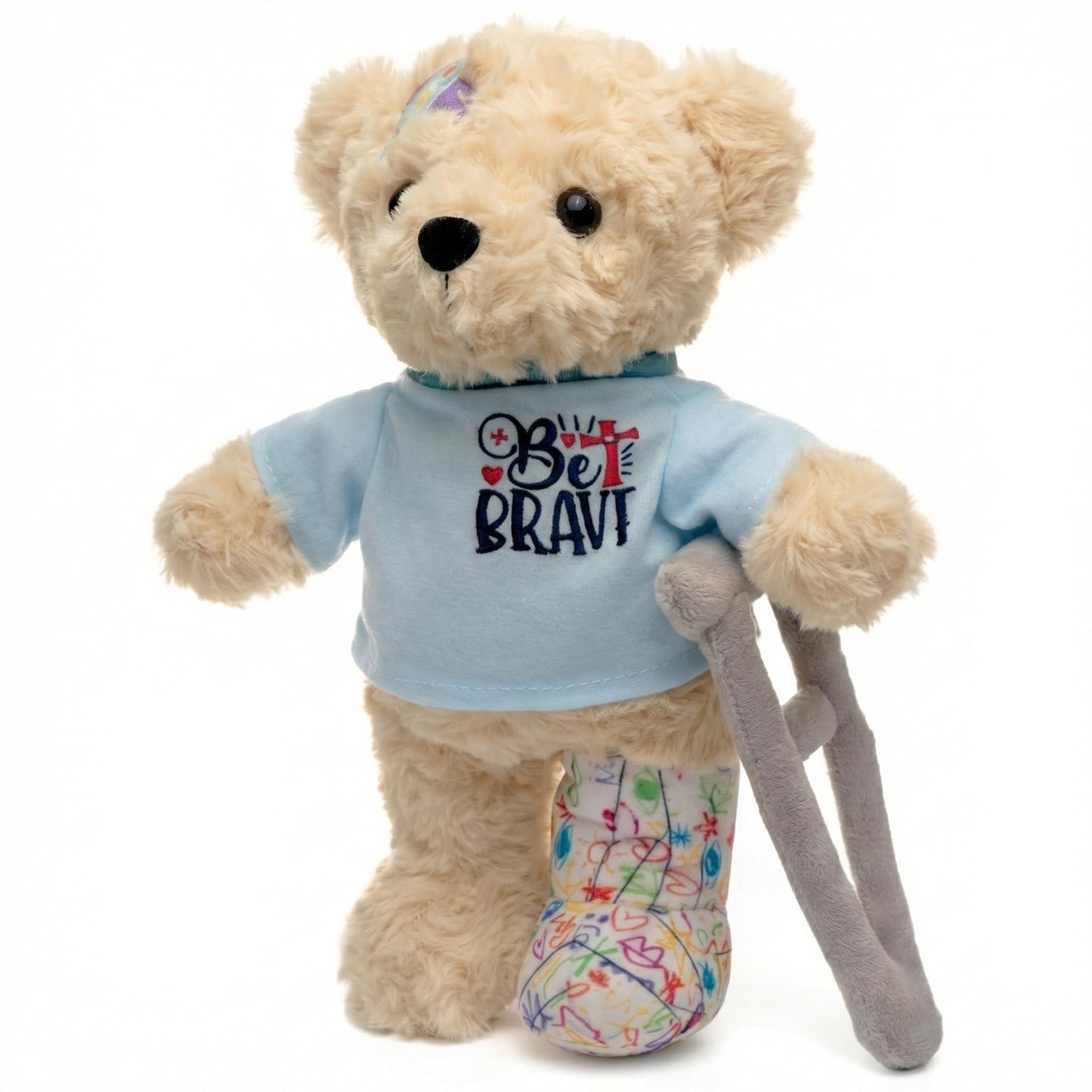 SHSEEN 10" Broken Leg Bear with Adjustable Cast & Plush Crutch - Get Well Stuffed Animal for Kids. Knee Surgery Recovery Gifts for Teen - Teddy Bear with Broken Leg