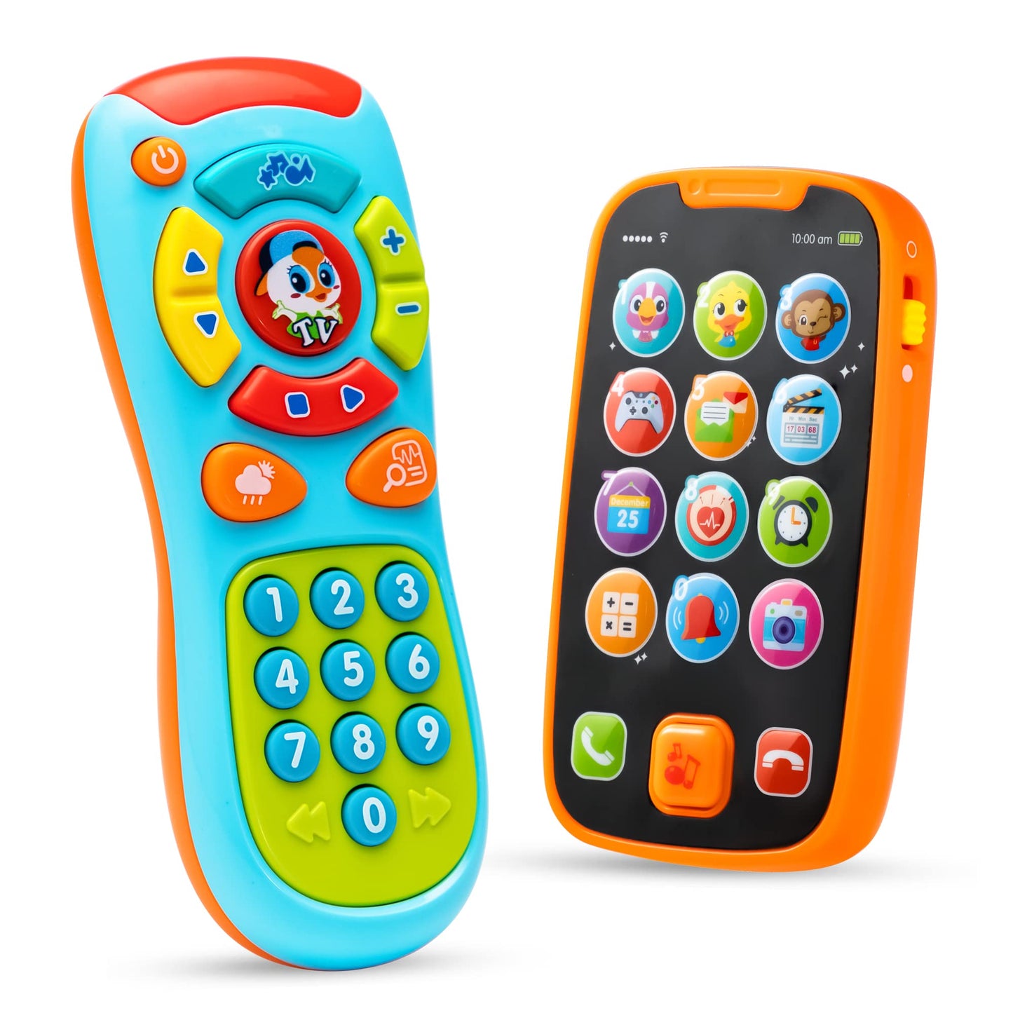 JOYIN Baby Learning Phone and Remote Toy for Toddler, Fun Smartphone Toys with Music for Infants, Boys or Girls, Holiday Stocking Stuffers, Kids Birthday Gift, Gifts for Christmas