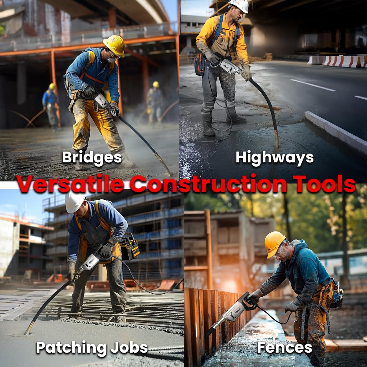 XtremepowerUS 2200W Portable Hand Held Concrete Vibrator Electric 5" ft Long Shaft Construction Mixer Cement