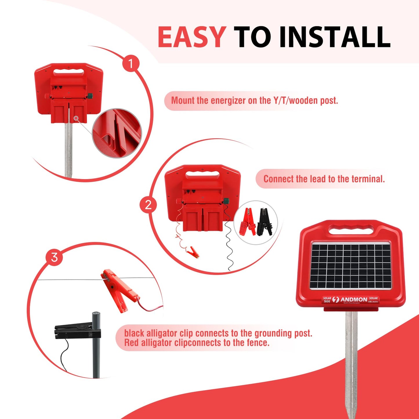 Solar Electric Fence Set: S600 + MINI250 Solar Electric Fence Charger, 0.53Joule & 0.18Joule for Versatile Protection