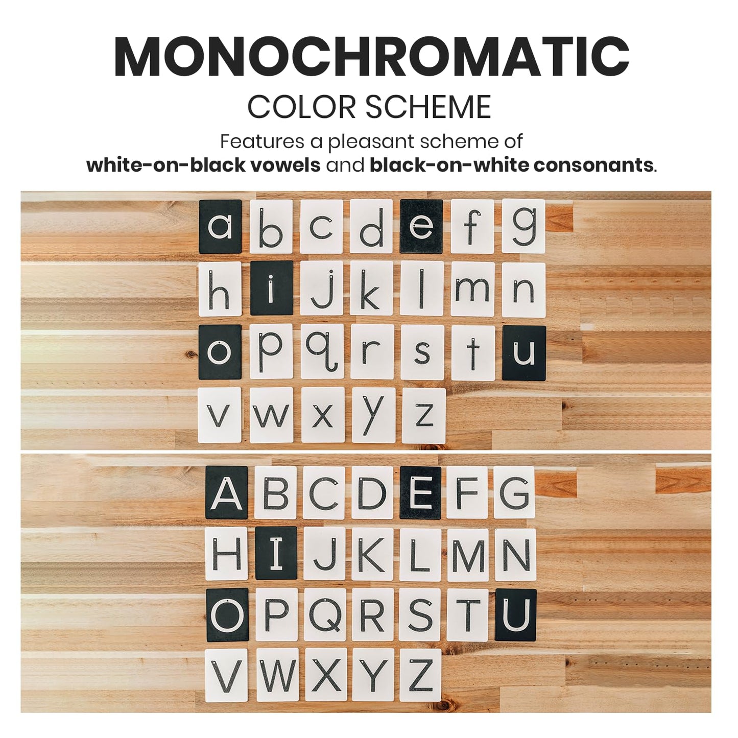 Montessori Sandpaper Letters | Black & White Montessori Letters Set w/ 3.5"x2.8" Lowercase & Uppercase Sand Paper Letters Cards Set | Sensory Sandpaper Letters Montessori | alphabet sandpaper letters
