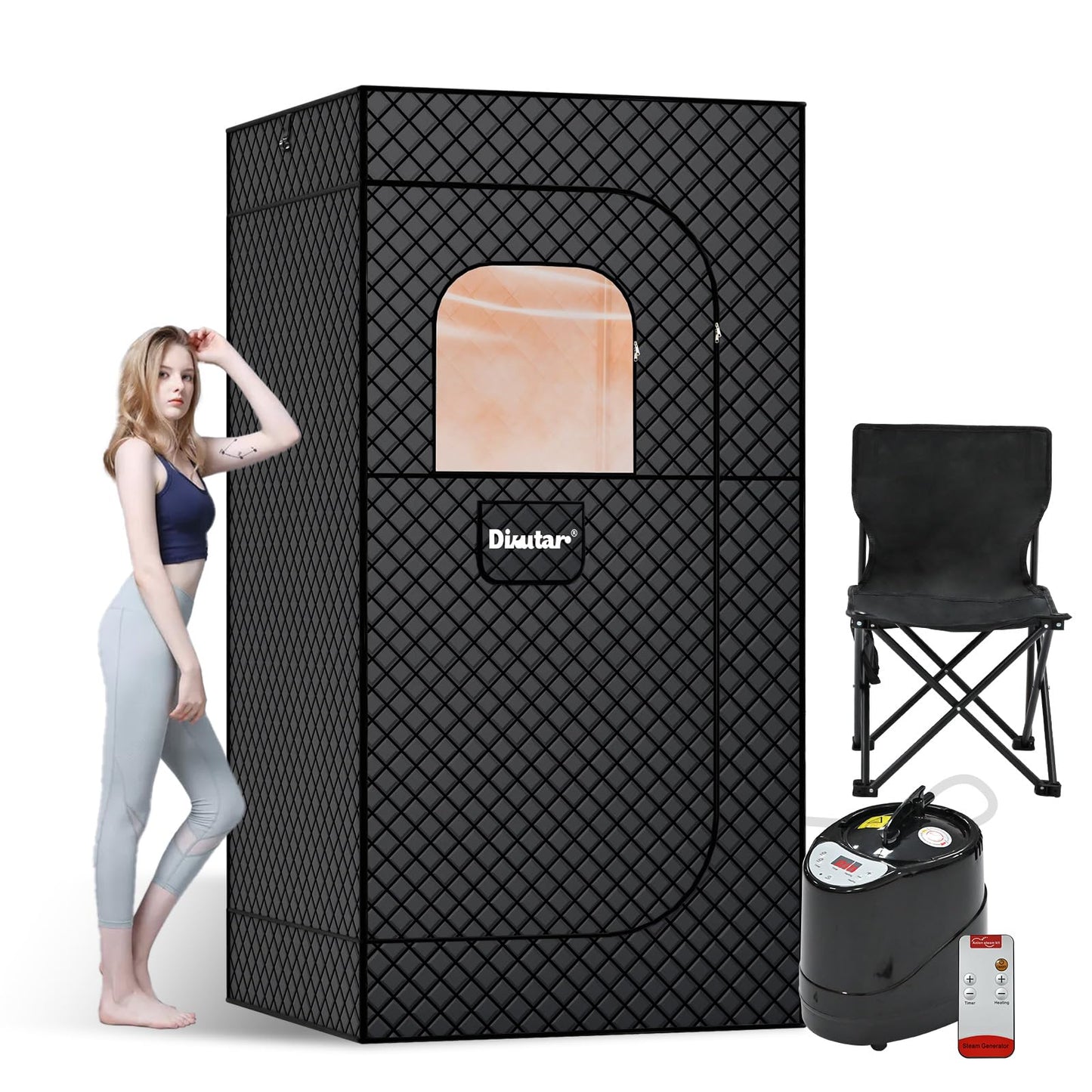 Sauna Box - Portable Sauna for Home with Upgraded 3L 1500W Steamer, Folding Chair and Non-Slip Mat for Relaxation Spa, 5-Layer Waterproof & Insulated Steam Saunas Tent, 3 * 3 * 6ft, Larger (Black)